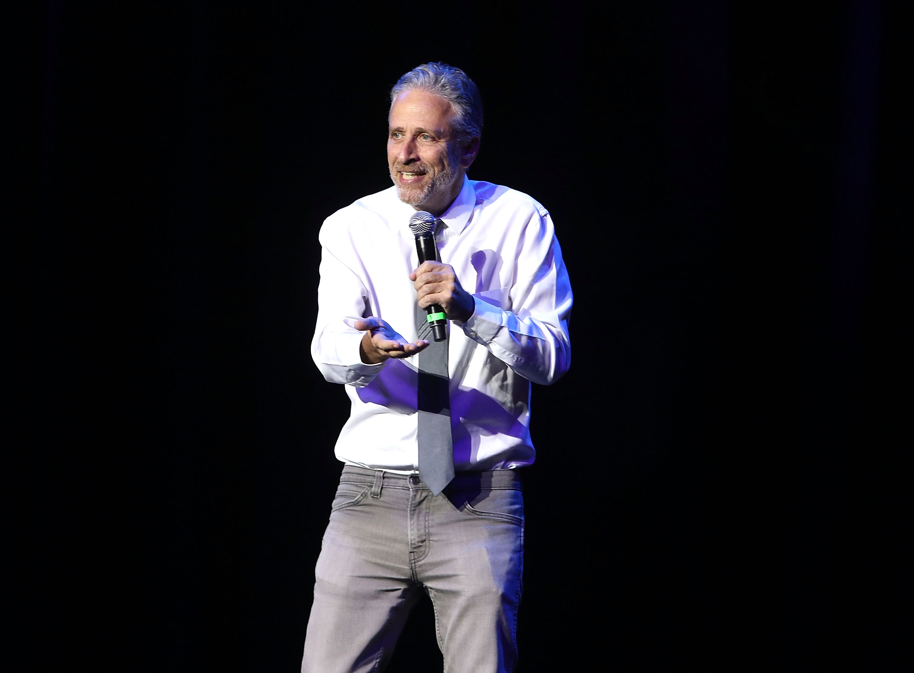 Jon Stewart attends 10th Annual Stand Up For Heroes - Show at The Theater at Madison Square Garden on Nov. 1, 2016 in New York City. (Laura Cavanaugh—FilmMagic)