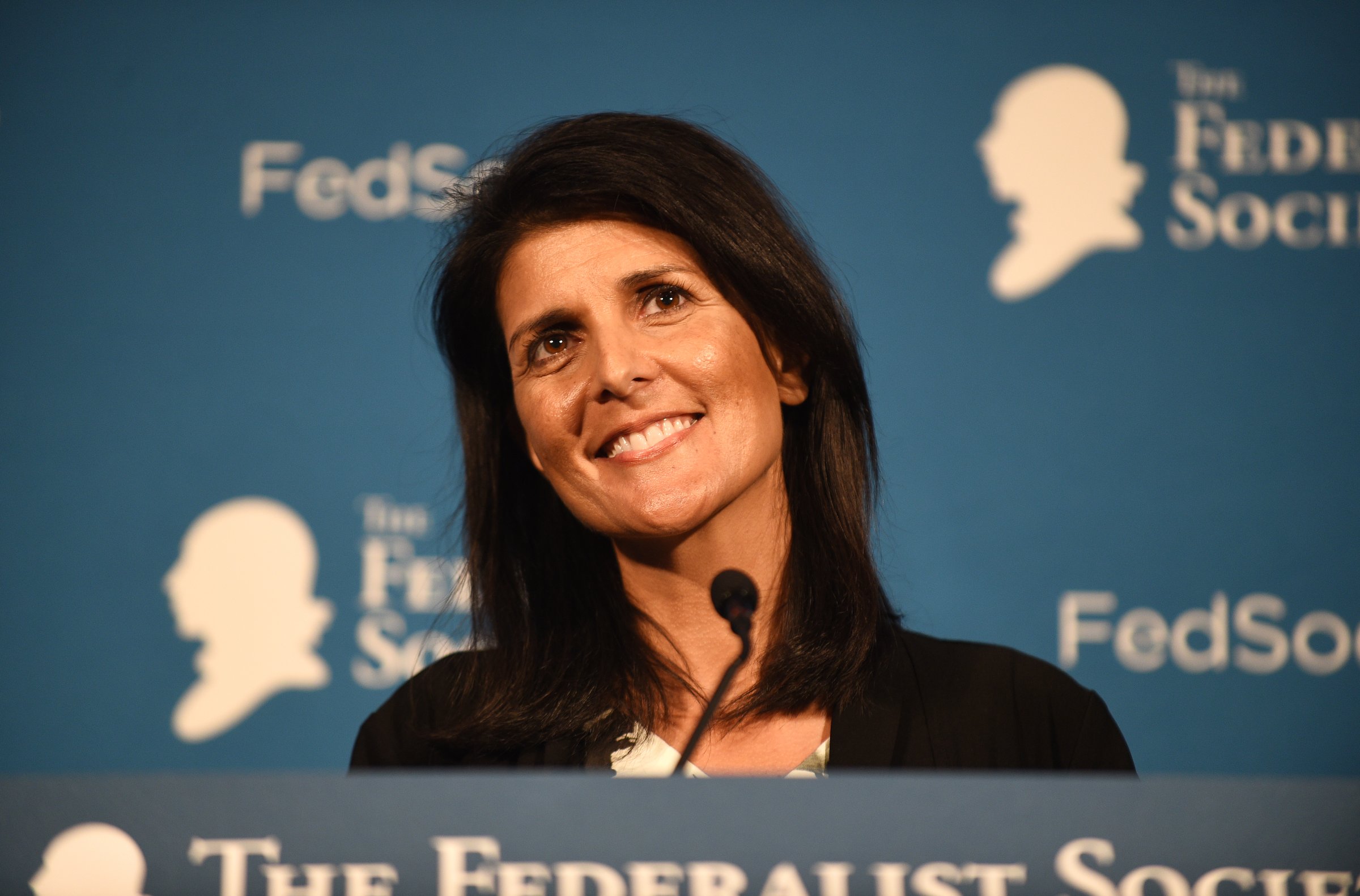 Nikki Haley, Governor, South Carolina, speaks during the 2016 National Lawyers Convention of The Federalist Society at the Mayflower Hotel in Washington, D.C., November 18, 2016. During her speech the governor addressed the need for the country to heal and to work together.