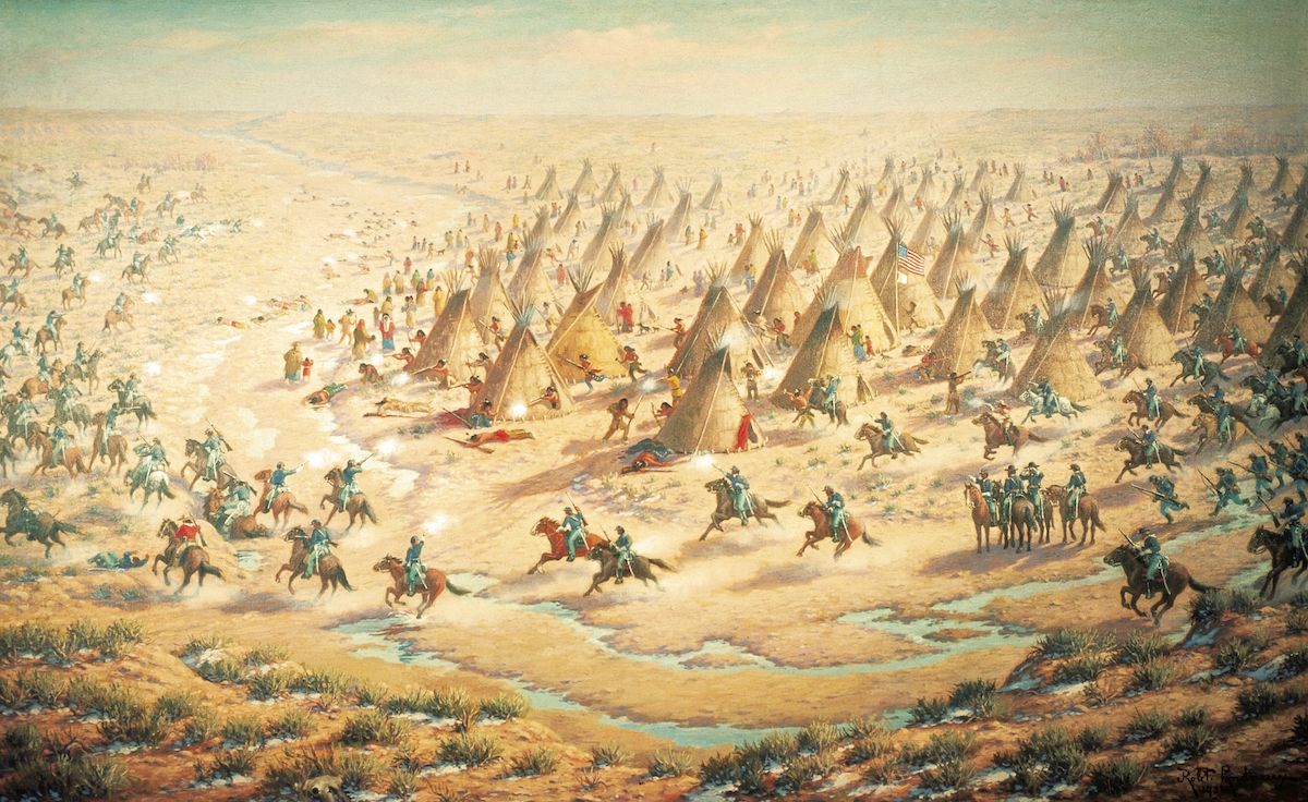 An early 20th-century depiction of the Sand Creek Massacre by Robert Lindneux (DEA Picture Library / De Agostini / Getty Images)