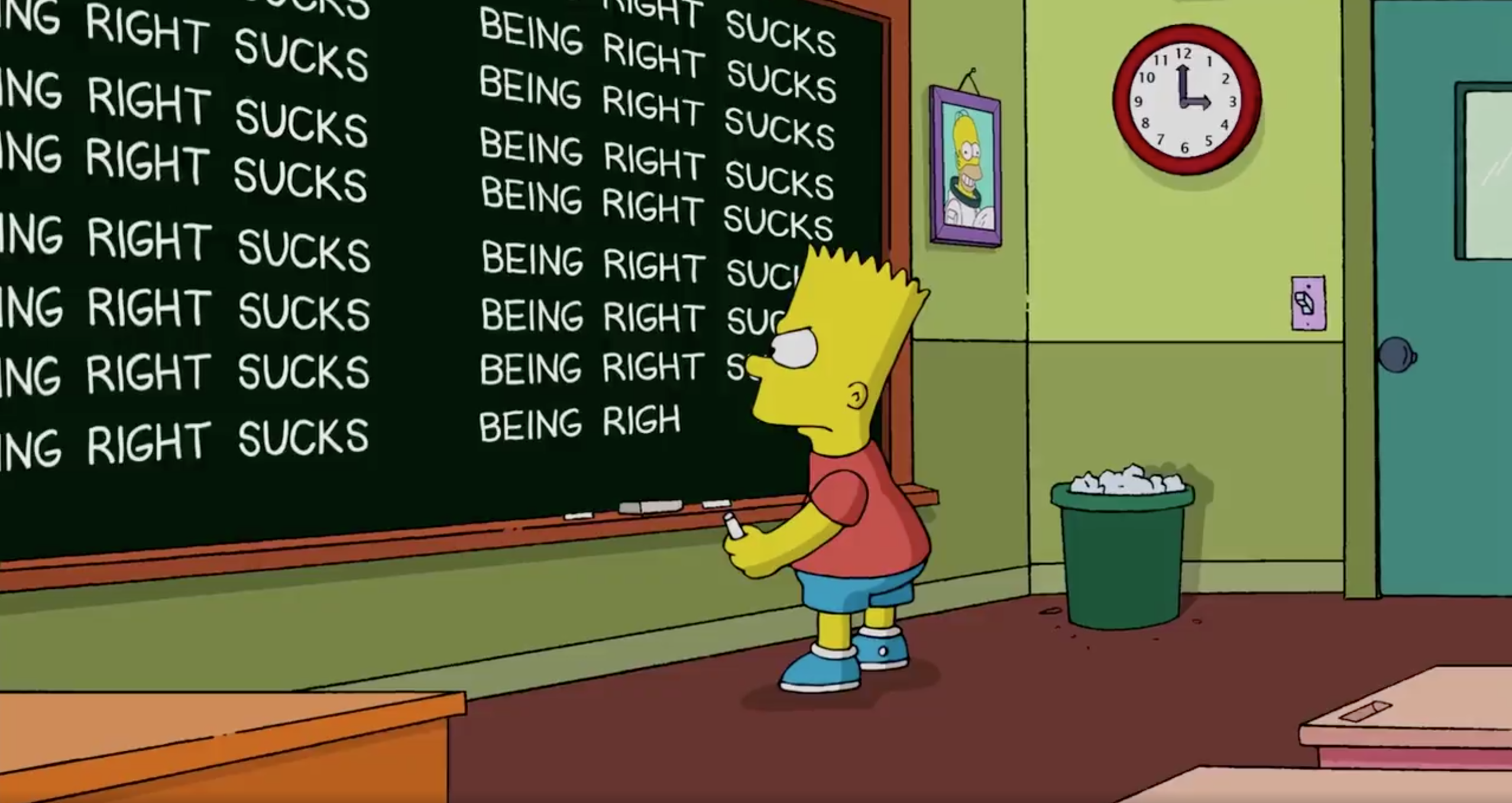 Image result for bart simpson writing on chalkboard about viruses