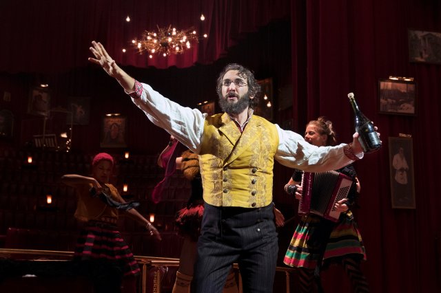 Josh Groban in the musical "Natasha, Pierre and The Great Comet of 1812" at the Imperial Theater in New York, Nov. 4, 2016. Dave Malloy's pop opera, adapted from a slice of Tolstoy's "War and Peace," was born four years ago in the shoe box of Ars Nova, one of the most adventurous Off Broadway companies, before moving into a specially built cabaret-style space in the meatpacking district. (Sara Krulwich/The New York Times)
