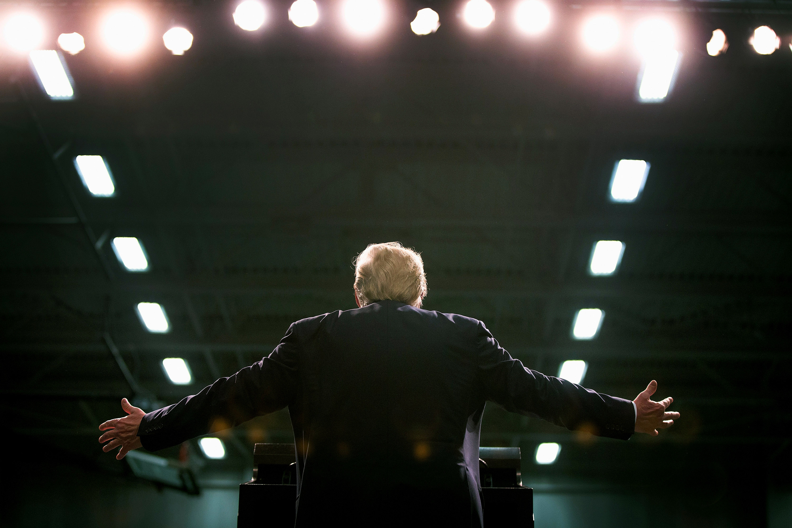 Donald Trump speaks to guests during a rally at Macomb Community College in Warren, Michigan, on March 4, 2016. (Scott Olson—Getty Images)