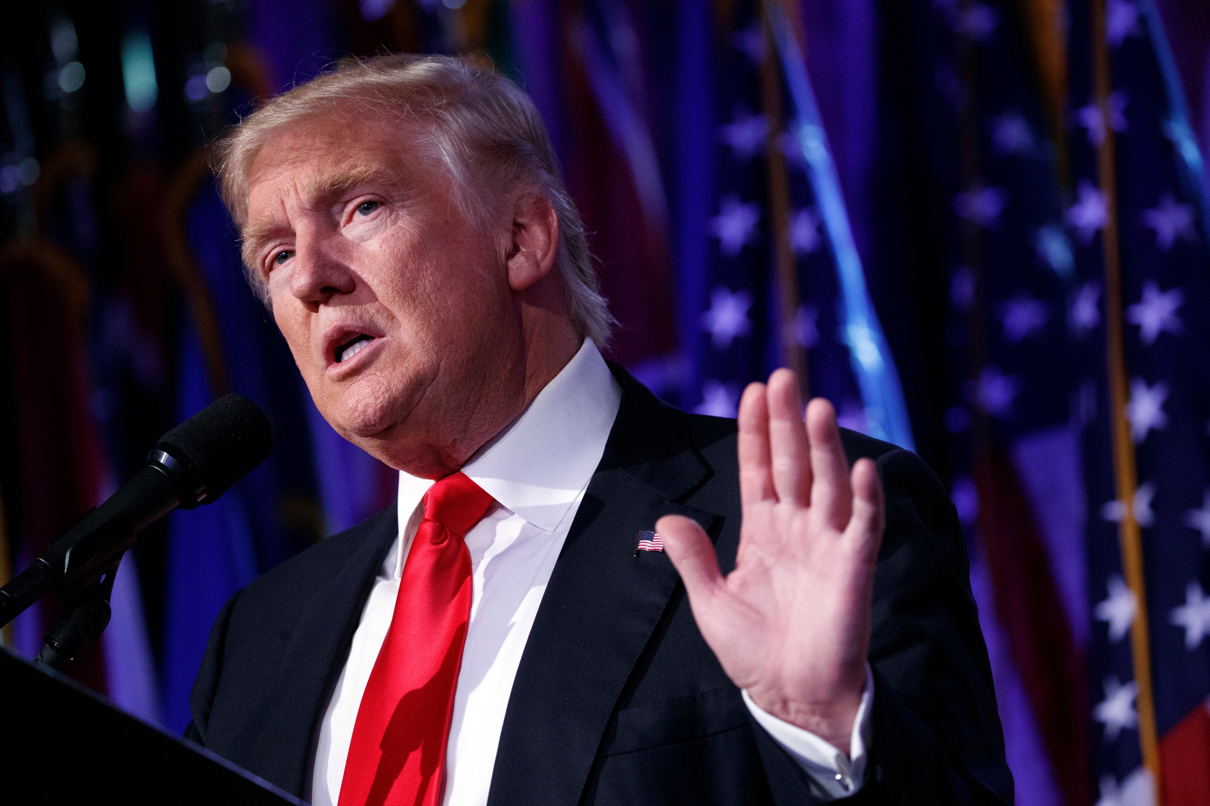 President-elect Donald Trump speaks in New York, Nov. 9, 2016. (Evan Vucci—AP)