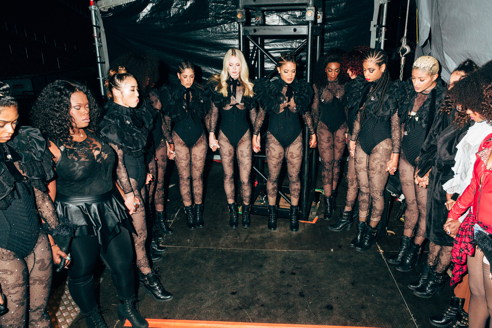 A moment of prayer backstage at Beyoncé's Formation World Tour in Santa Clara, Calif., on Sept. 17, 2016.