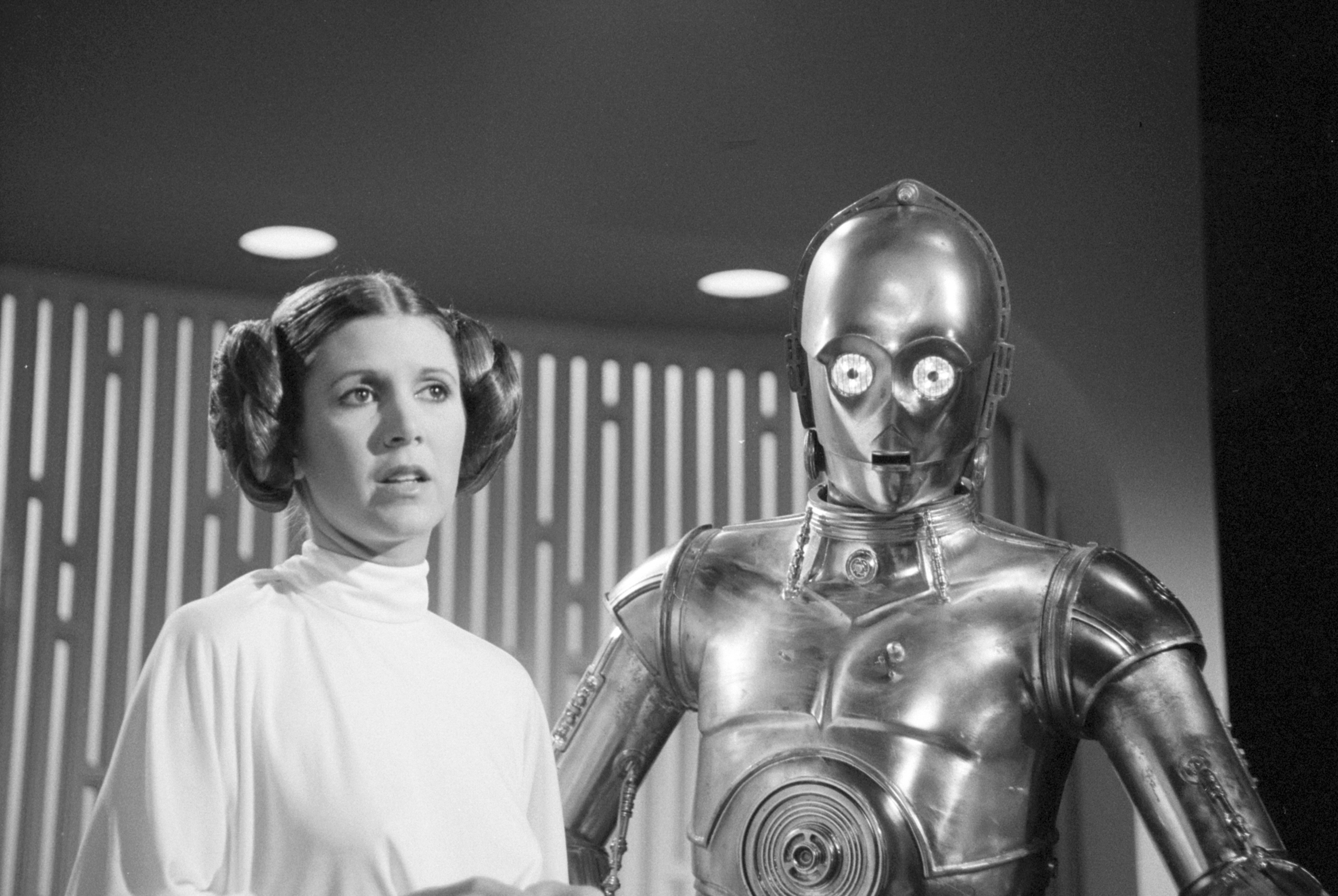 Carrie Fisher as Princes Leia and Anthony Daniels as C3PO  on Aug. 23, 1978. (CBS/Getty Images)
