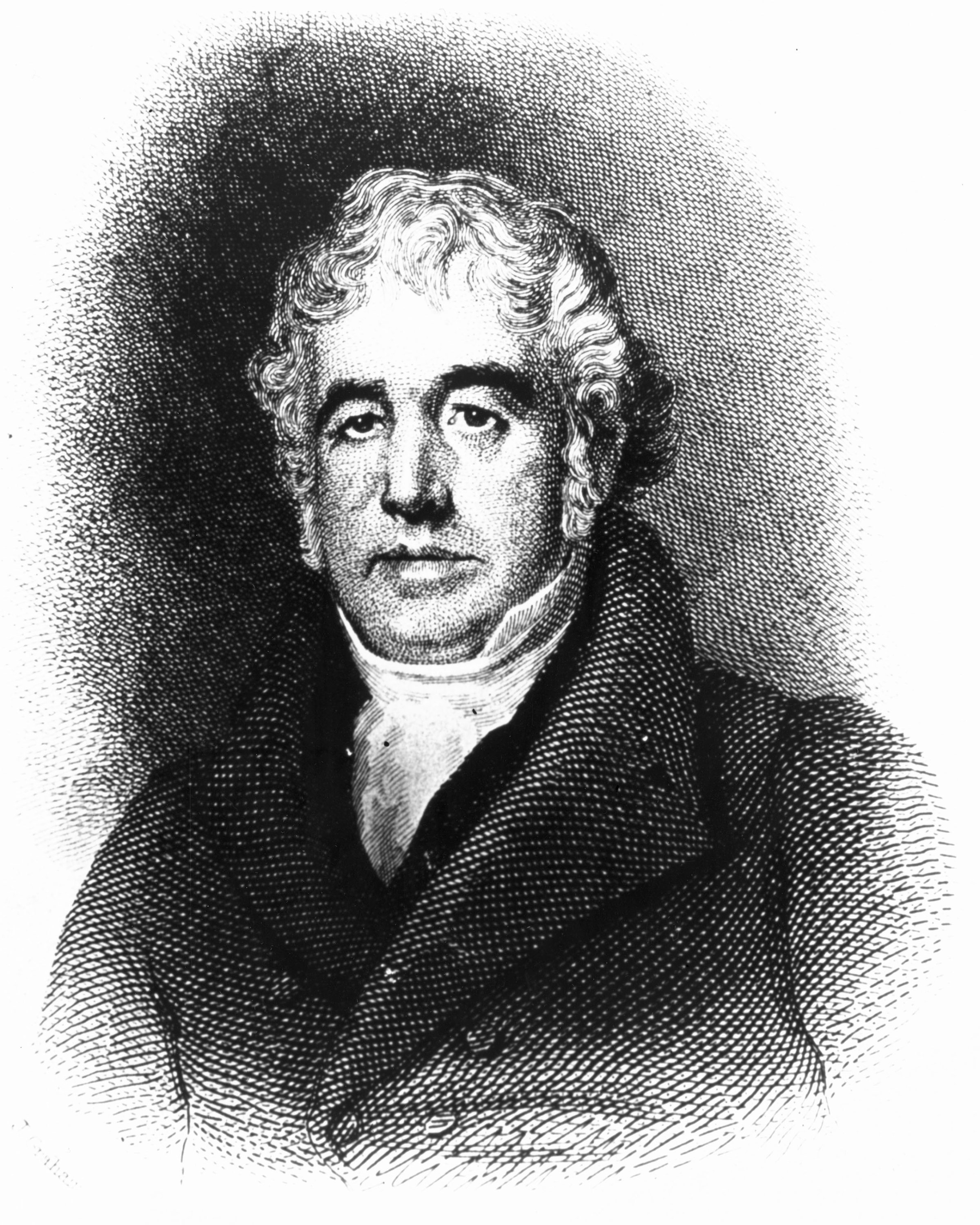 An engraving of Charlies Macintosh, who in 1823 successfully produced the first waterproof cloth when he bonded together two pieces of woolen cloth with a solution of dissolved india-rubber.