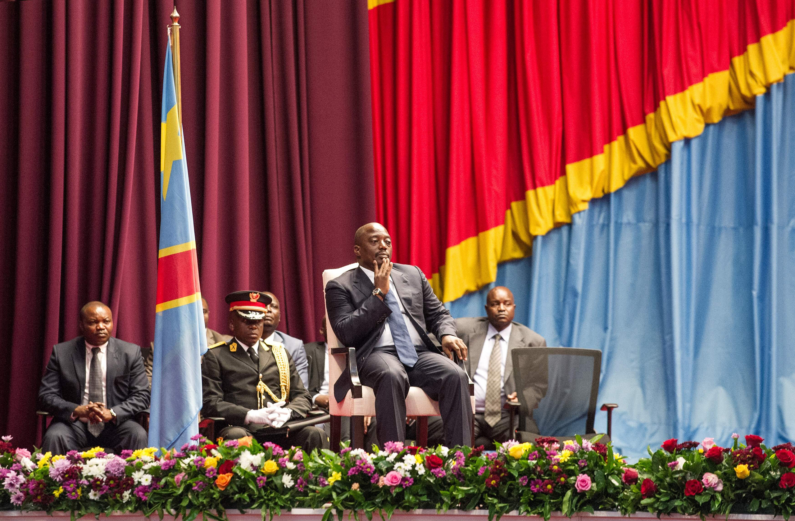 Congolese President Joseph Kabila sits during a special joint session of parliament in Kinshasa on Nov. 15, 2016, the day after Prime Minister Augustin Matata resigned to make way for an opposition figure in line with a controversial deal that effectively extended the president's term in office. (Junior Kannah—AFP/Getty Images)