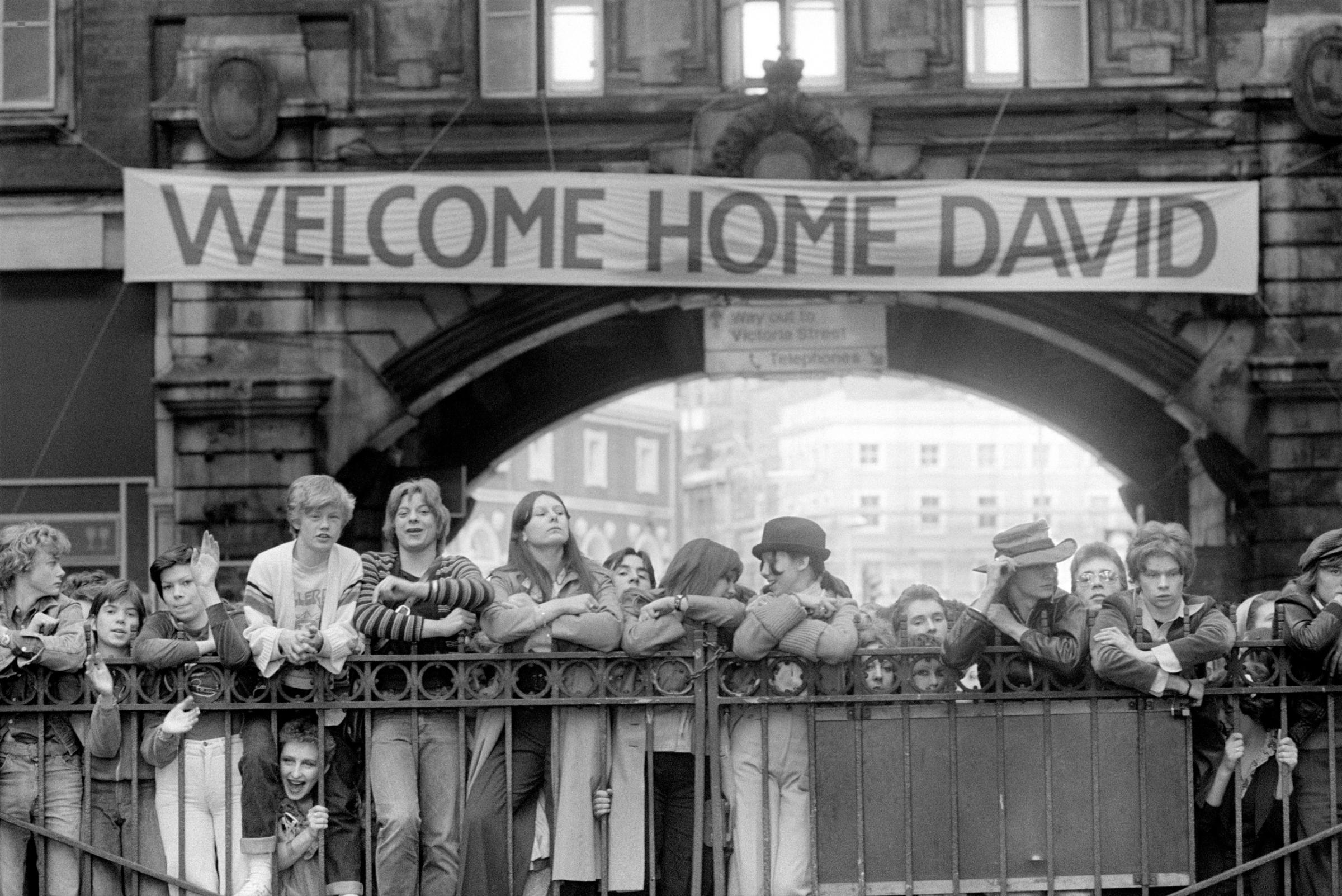 Hundreds of dedicated fans waited for hours anticipating Bowie's arrival into Victoria Station, London, U.K.