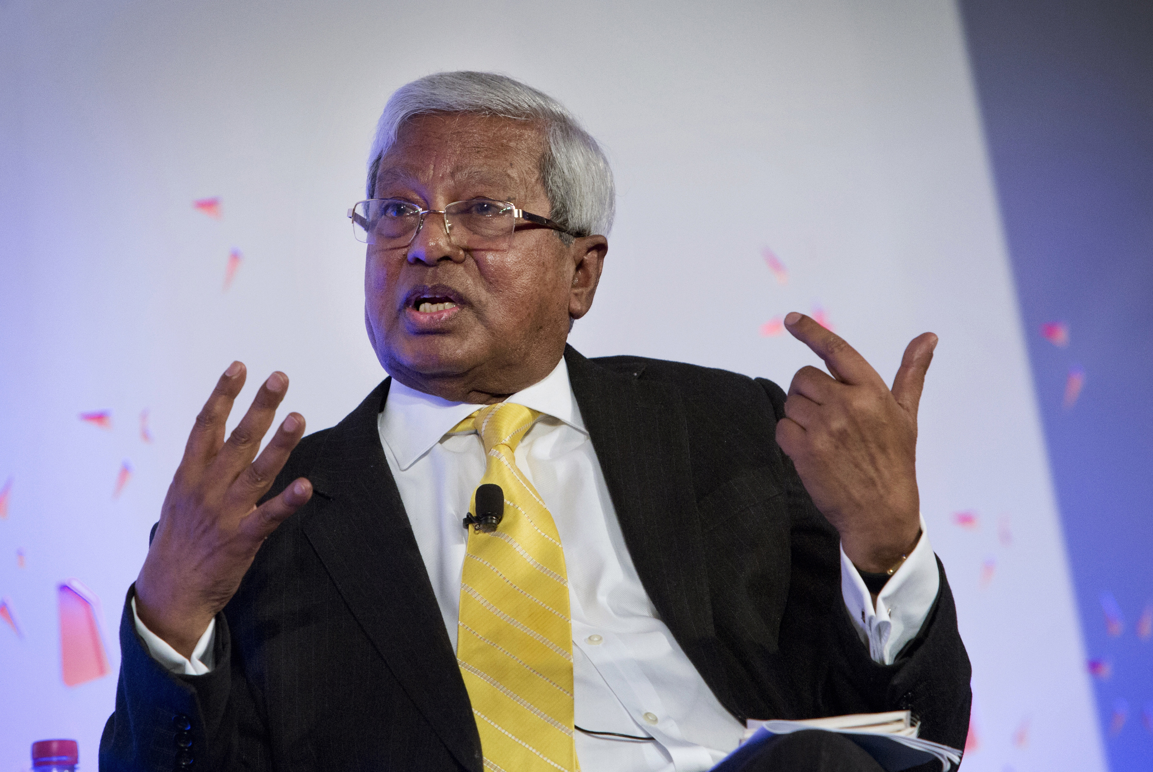 Fazle Hasan Abed, chairman of BRAC Bank Ltd., speaks during the Advancing Asia Conference in New Delhi, India, on Saturday, March 12, 2016. (Kuni Takahashi&mdash;Bloomberg/Getty Images)