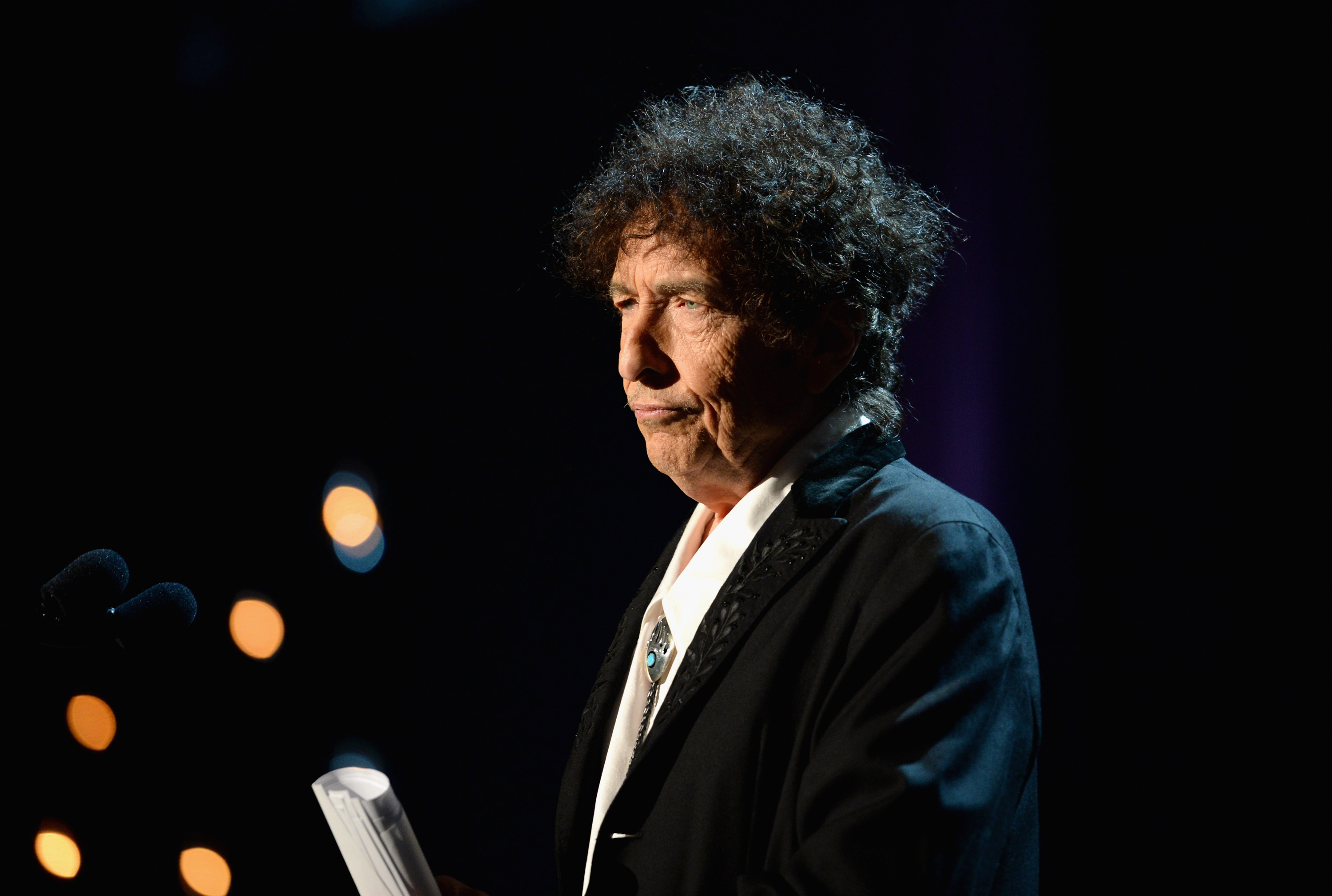 Honoree Bob Dylan speaks onstage at the 25th anniversary MusiCares 2015 Person Of The Year Gala honoring Bob Dylan at the Los Angeles Convention Center on February 6, 2015 in Los Angeles, California. Michael Kovac&mdash;WireImage (Michael Kovac&mdash;WireImage)