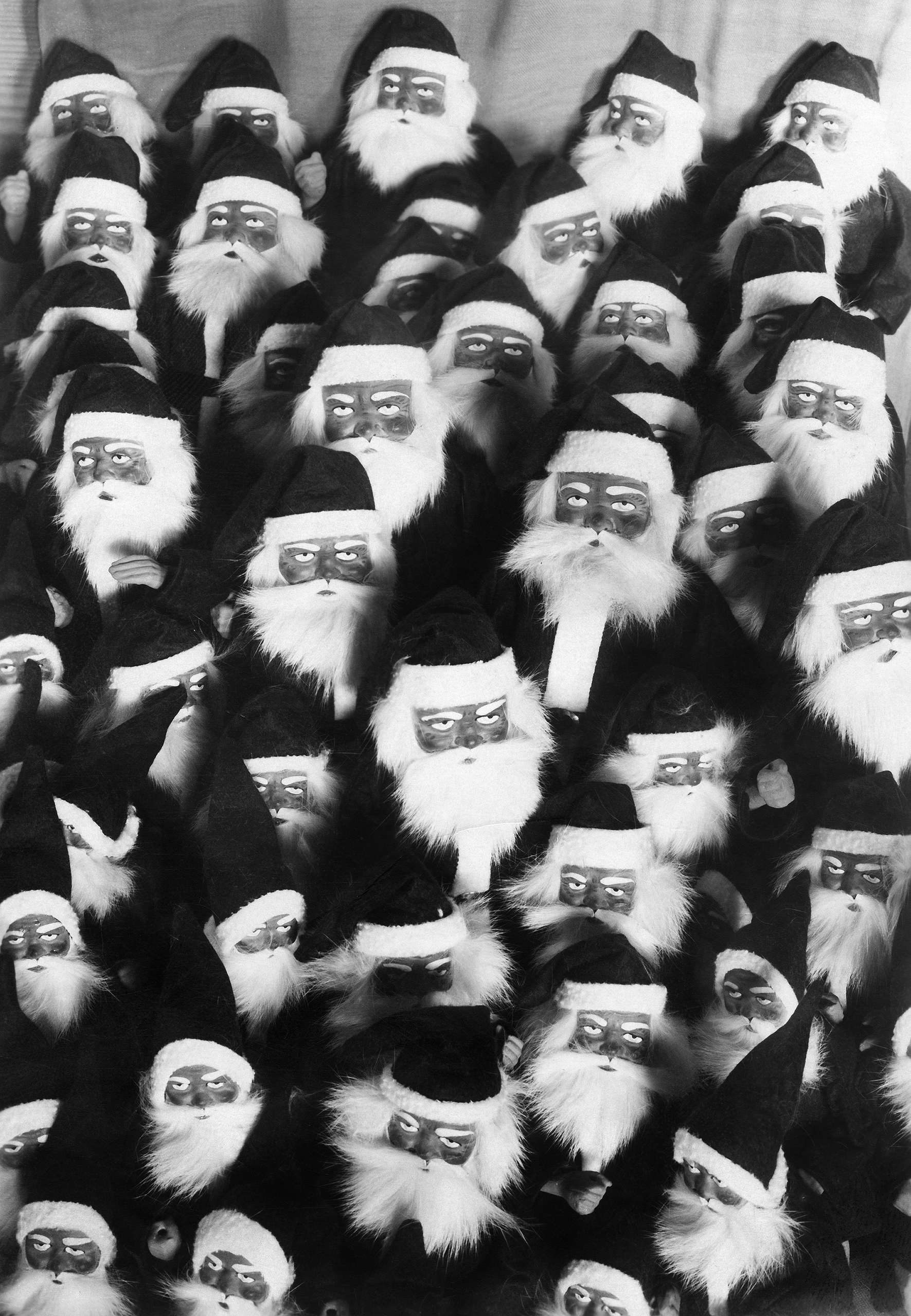 Germany. 1930. Christmas time collection of Santa Claus dolls.