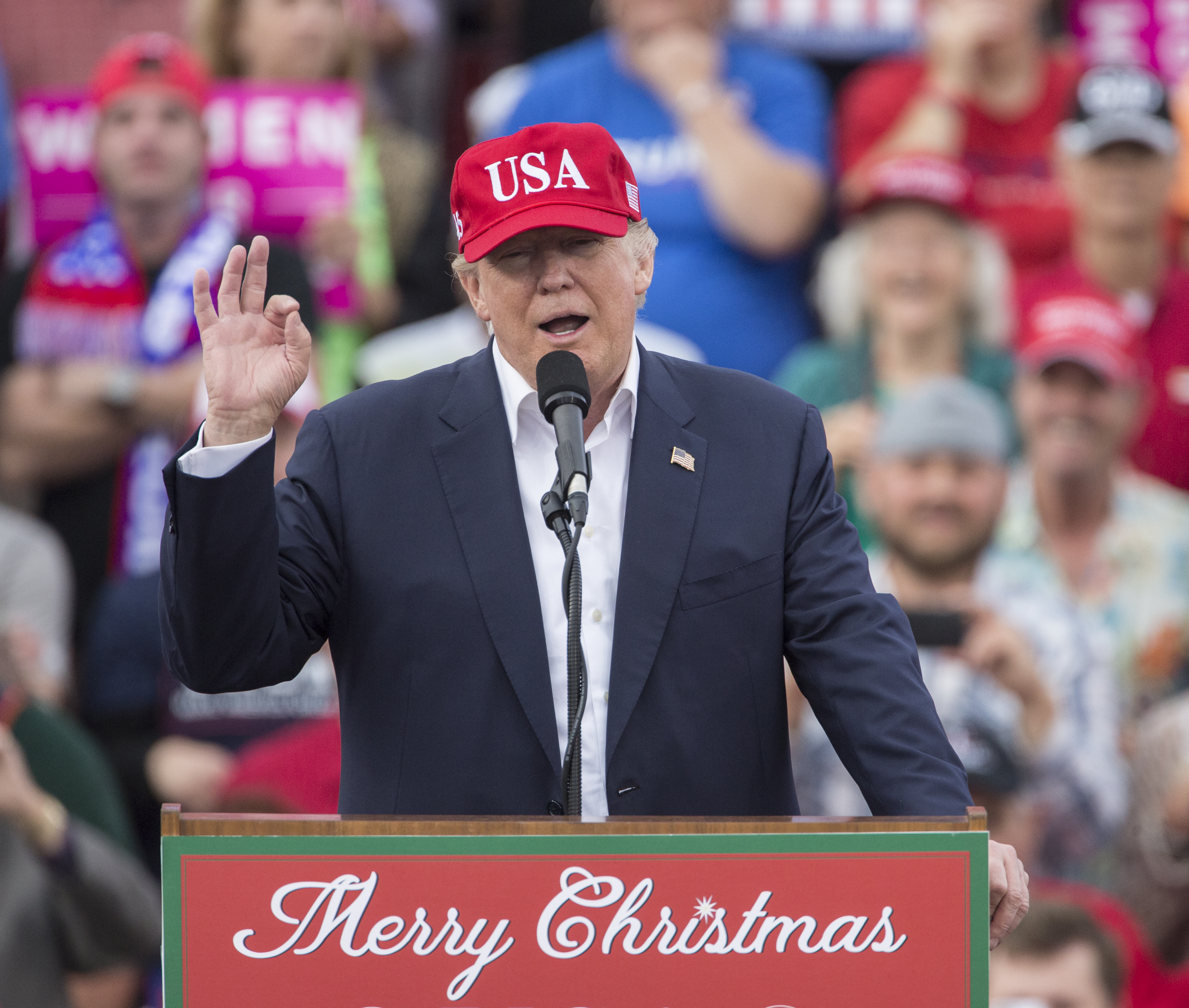 President-elect Donald Trump speaks during a thank you rally in Ladd-Peebles Stadium on December 17, 2016 in Mobile, Alabama. Mark Wallheiser&mdash;Getty Images (Mark Wallheiser&mdash;Getty Images)