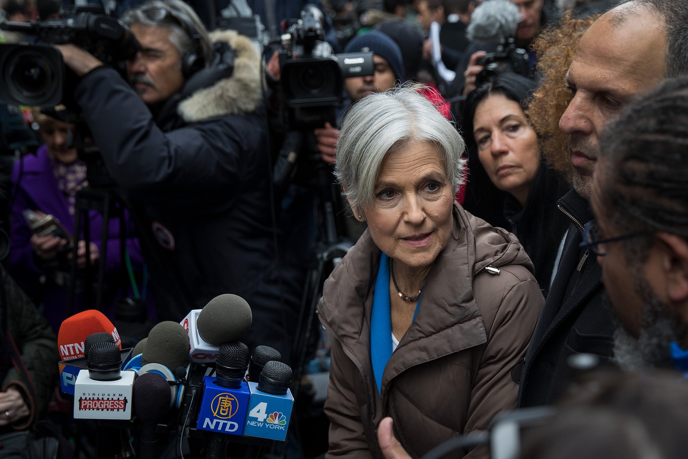 Green Party presidential candidate Jill Stein speaks at a news conference on Fifth Avenue across the street from Trump Tower December 5, 2016 in New York City.