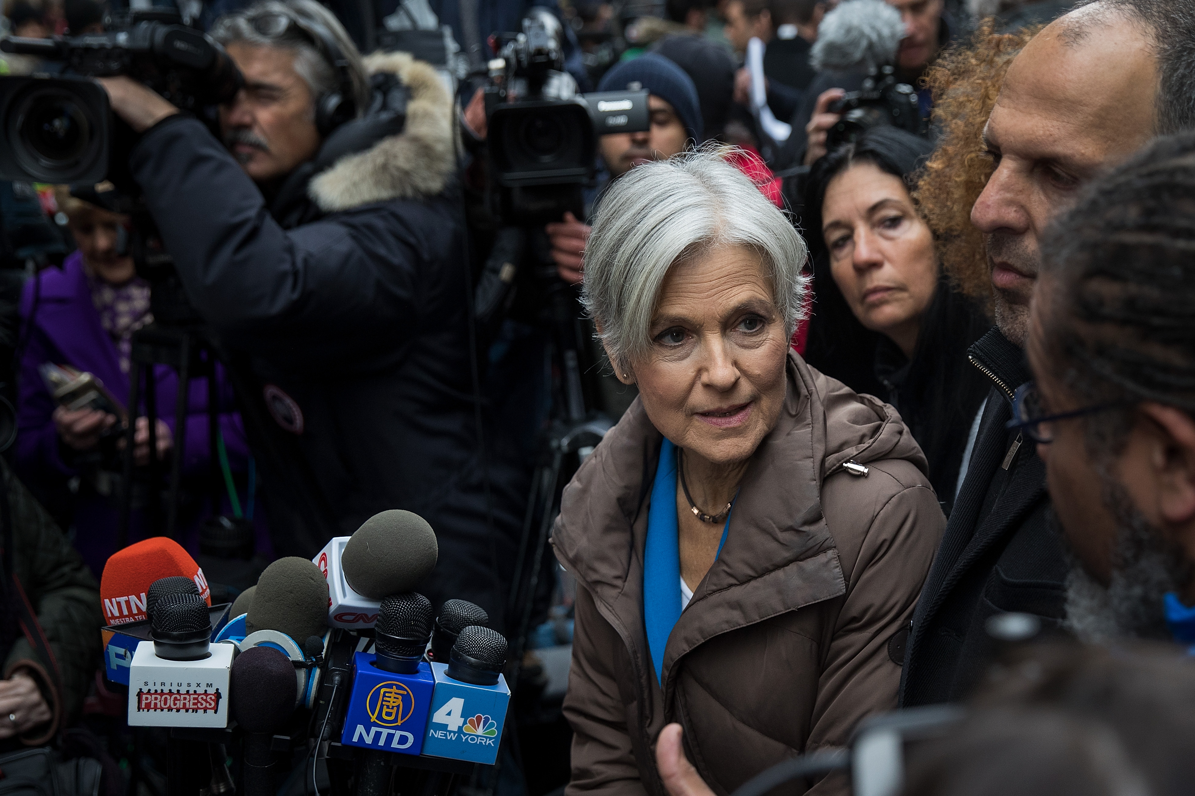 Green Party presidential candidate Jill Stein speaks at a news conference on Fifth Avenue across the street from Trump Tower December 5, 2016 in New York City. (Drew Angerer/Getty Images)
