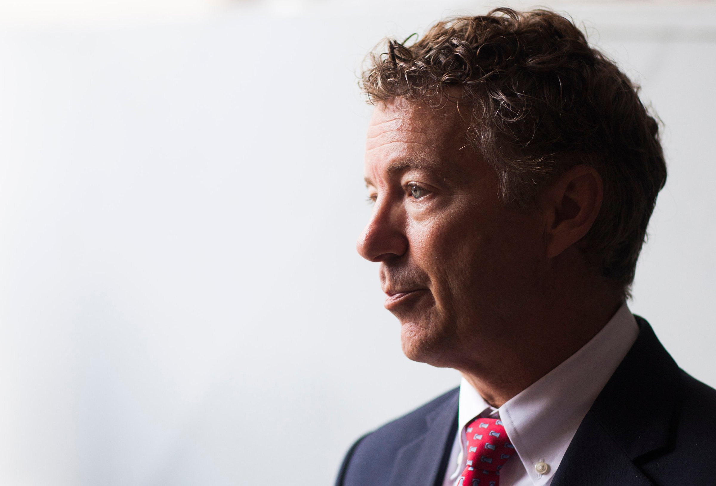 Sen. Rand Paul answers questions from the media after speaking to students at Western Kentucky University on Monday, Oct. 3, 2016, in the Grise Hall auditorium in Bowling Green, Ky.