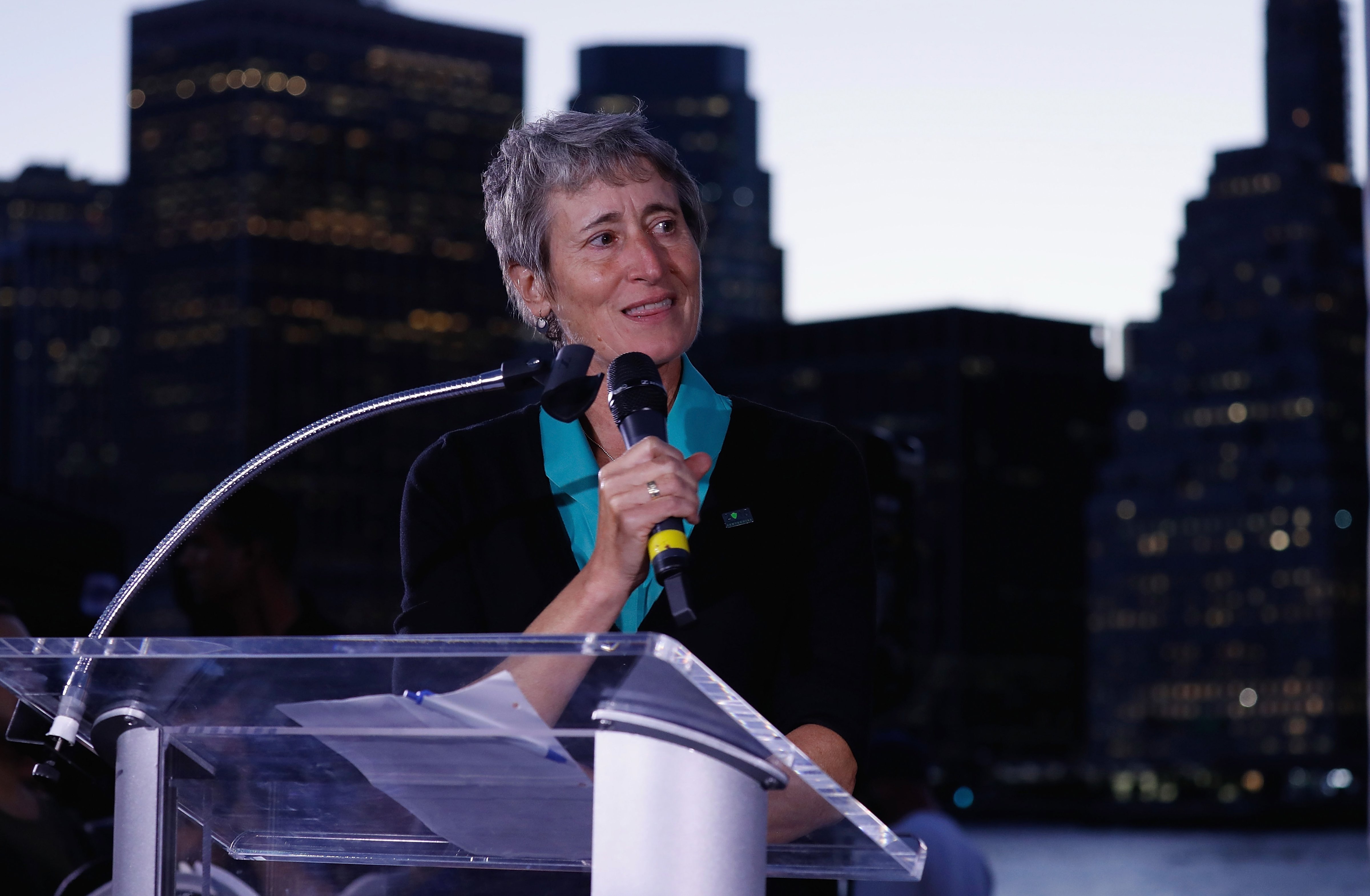 US Secretary of the Interior, Sally Jewell   attends the 100th Birthday of the National Park Service celebration at Brooklyn Bridge Park on Aug. 22, 2016 in New York City. (John Lamparski—WireImage)