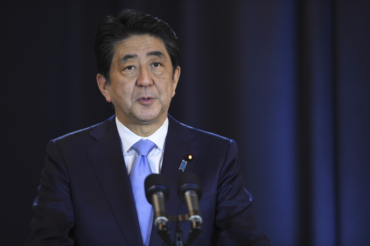 Japanese Prime Minister Shinzo Abe speaks during a press conference in Buenos Aires on Nov. 21, 2016. (Eitan Abramovich—AFP/Getty Images)