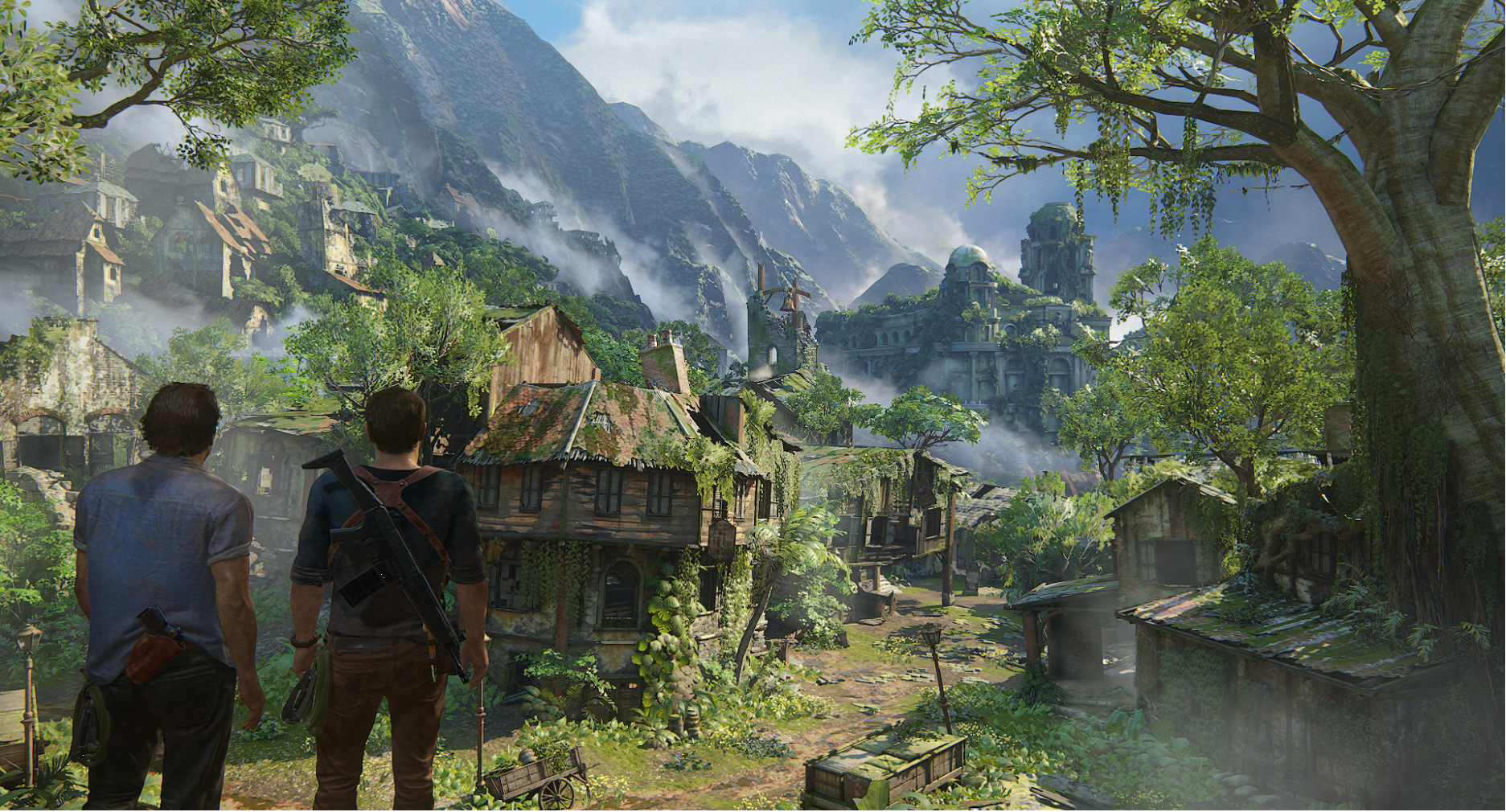 Uncharted 4: A Thief's End Uncharted has always been about reimagining landscapes, both real and fictional. Our goal is to completely immerse the player in a world where every detail is not only meticulously hand-crafted, but also placed with the intention of providing rich layers of environmental storytelling. This holds true not only in urban landscapes, but also in the lush, natural environments. We love showcasing vistas, such as this cityscape of the ruins of Libertalia, teasing players of the vast distances they will travel to their goal, along with the potential that they can visit just about anywhere they see along the way. 
                              
                              - Erick Pangilinan, Art Director, Uncharted 4