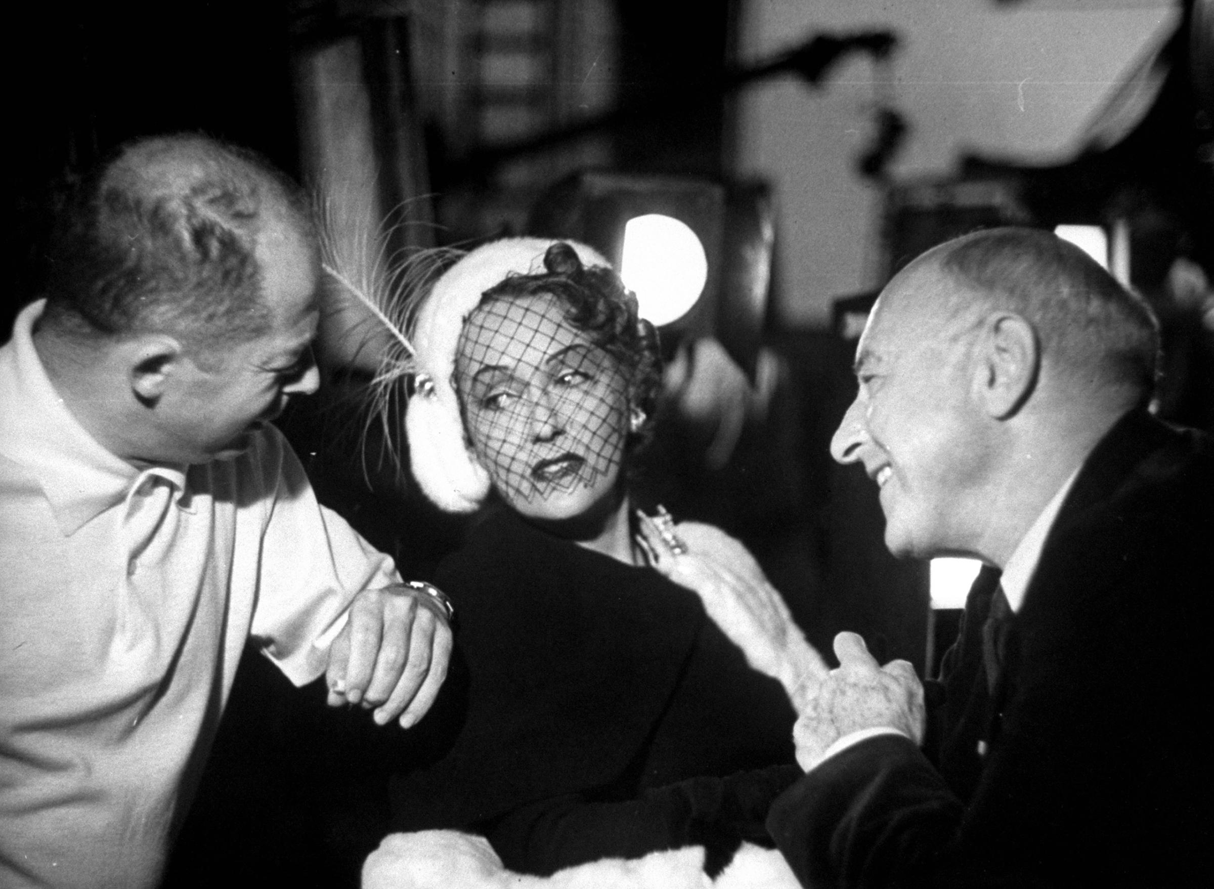 Billy Wilder, Gloria Swanson and Cecil B. Demille during the filming of "Sunset Blvd."in 1949.