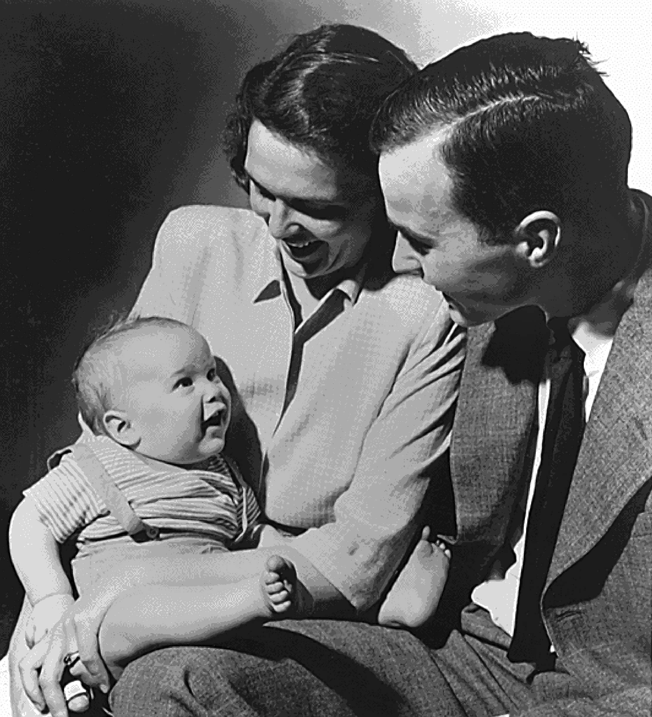 George H.W. Bush and his wife Barbara with their first child George Walker Bush in 1947.