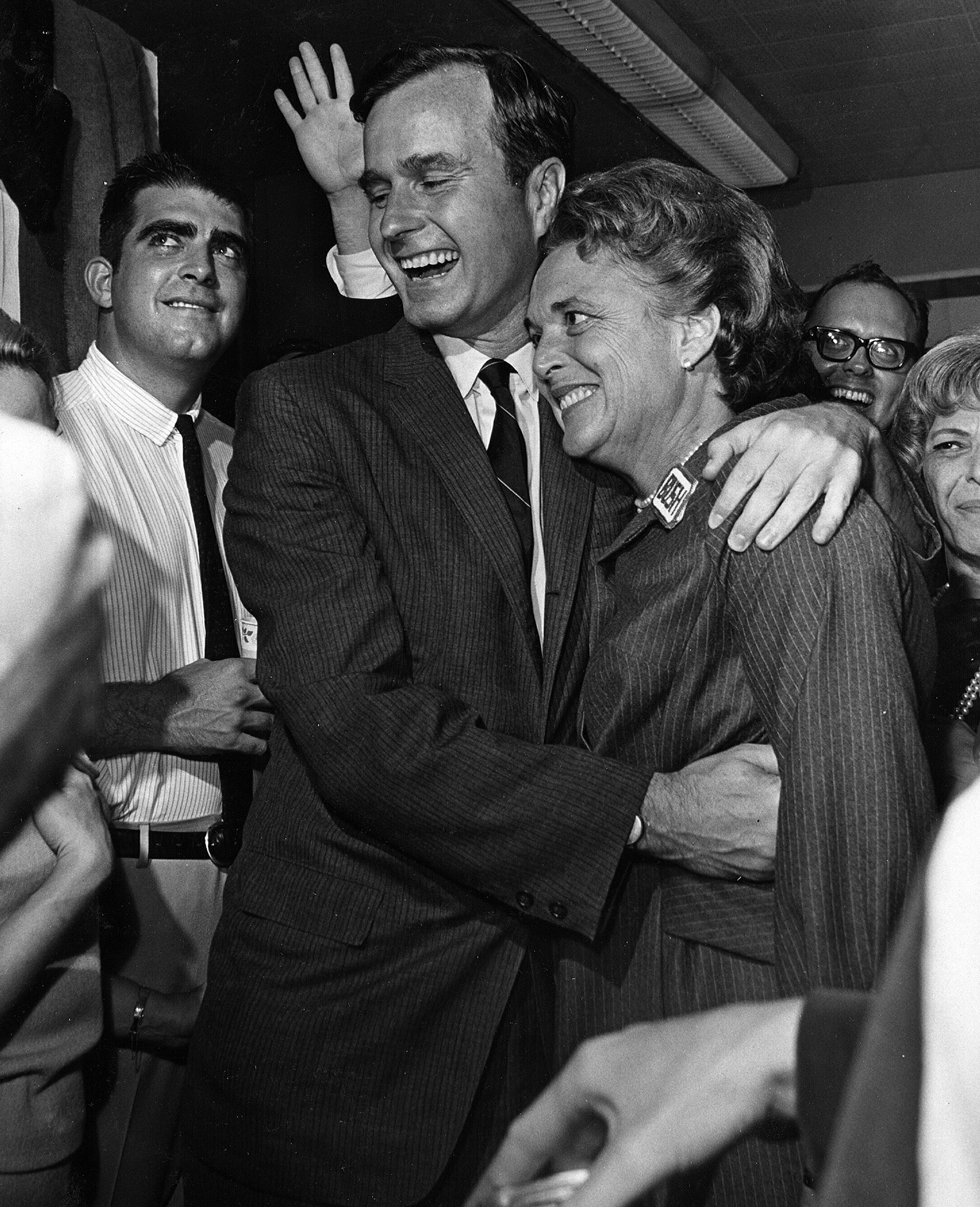 George H.W. Bush and Barbara Bush celebrating his 1966 Congressional win.