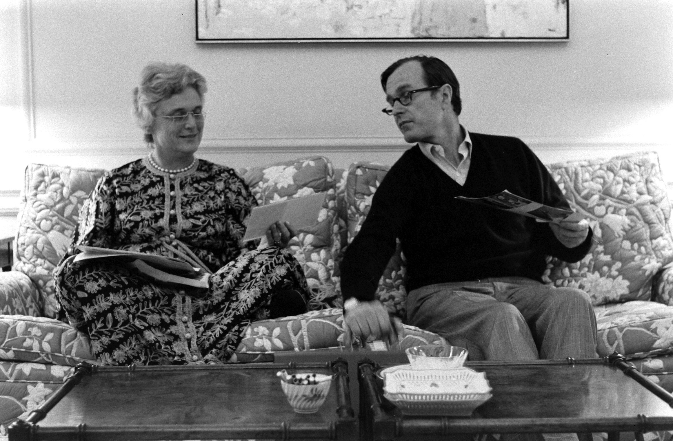 Ambassador George H.W. Bush with his wife Barbara at home, 1971.