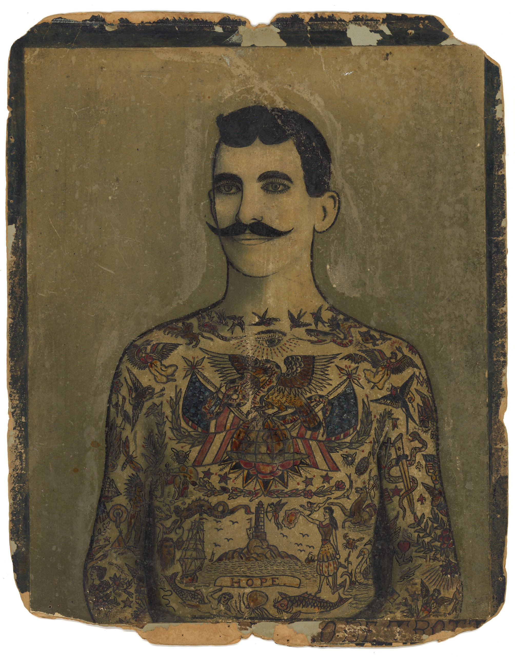 From the Seaport Museum Exhibition: Augustus “Gus” Wagner, 
                              Self-Portrait, Tattoo Flash, ca. 1910-1930.