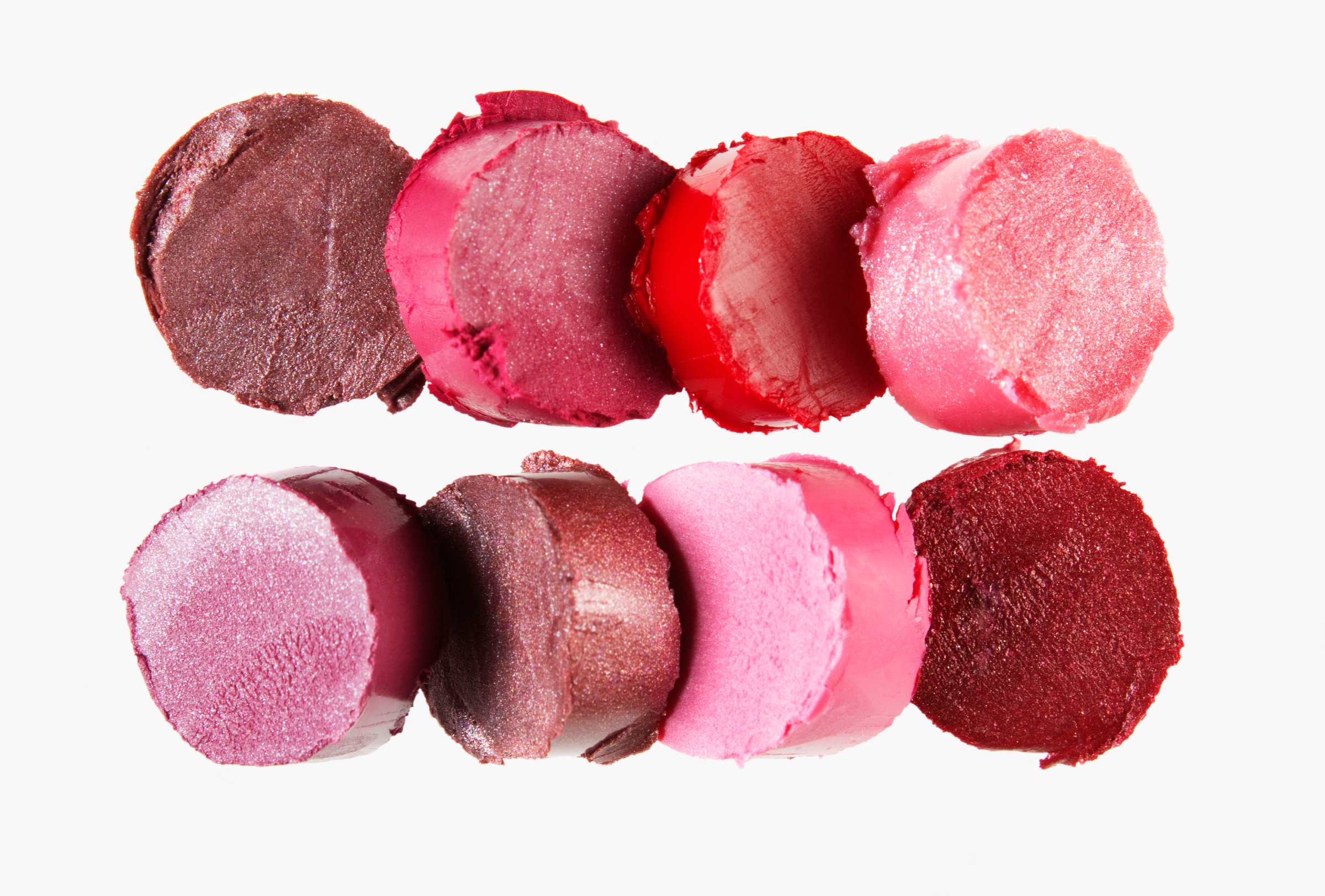 Close up of multicolor lipstick pieces
