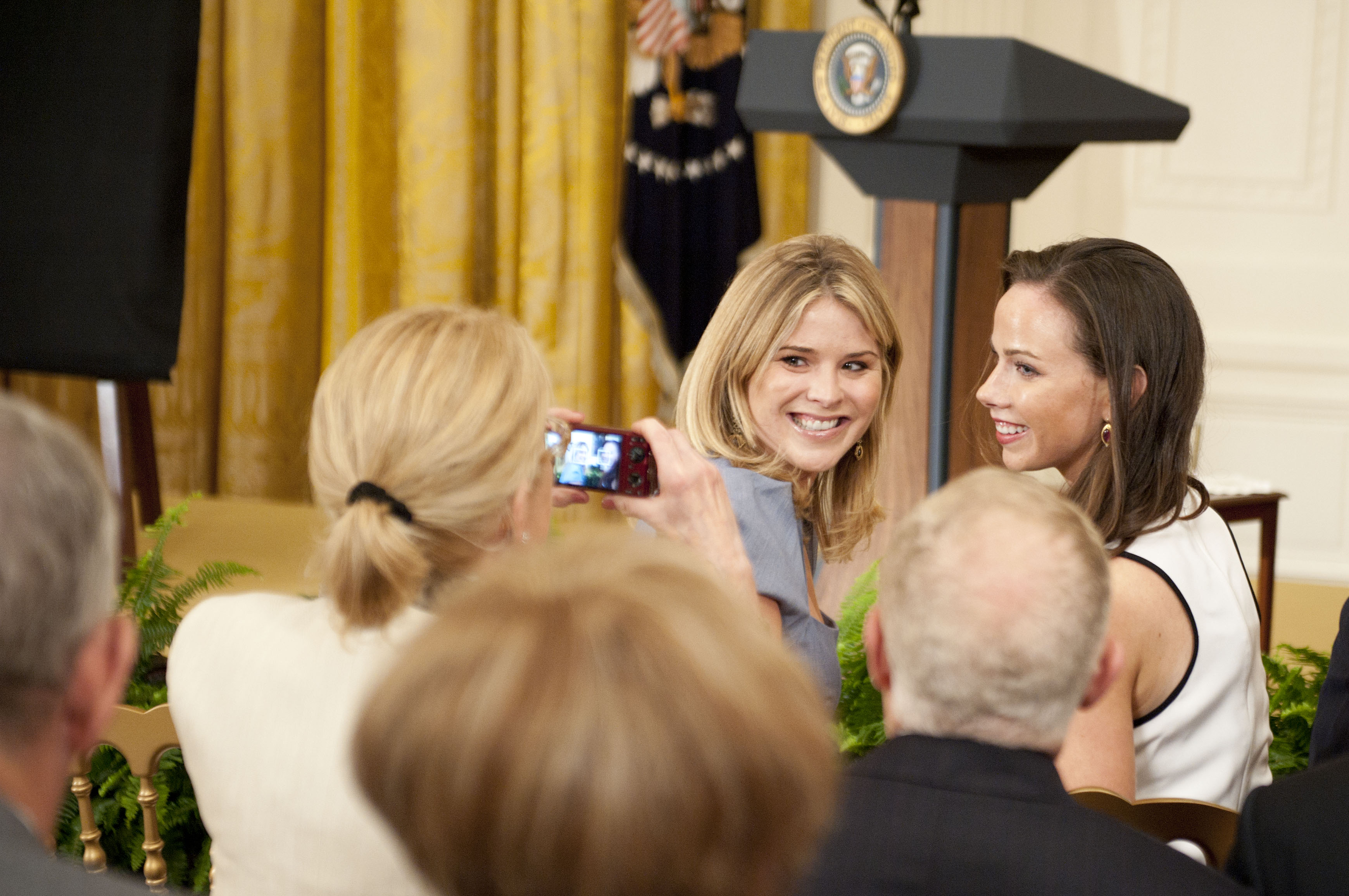 Jenna Bush-Hager and Barbara Bush attend the George W. Bush and Laura Bush Portrait unveiling at the White House on May 31, 2012 in Washington, DC. (Leigh Vogel—Getty Images)