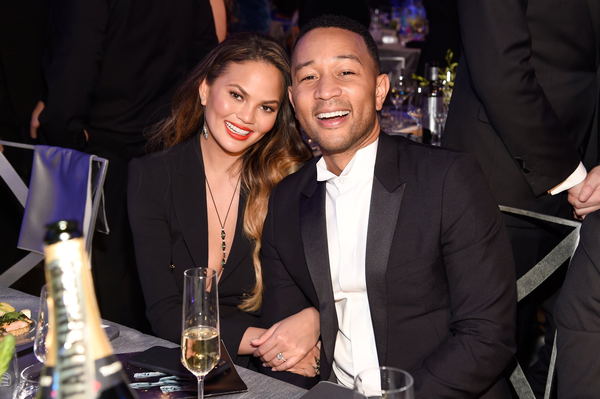 Chrissy Teigen (L) and artist John Legend during The 23rd Annual Screen Actors Guild Awards at The Shrine Auditorium on January 29, 2017 in Los Angeles, California.