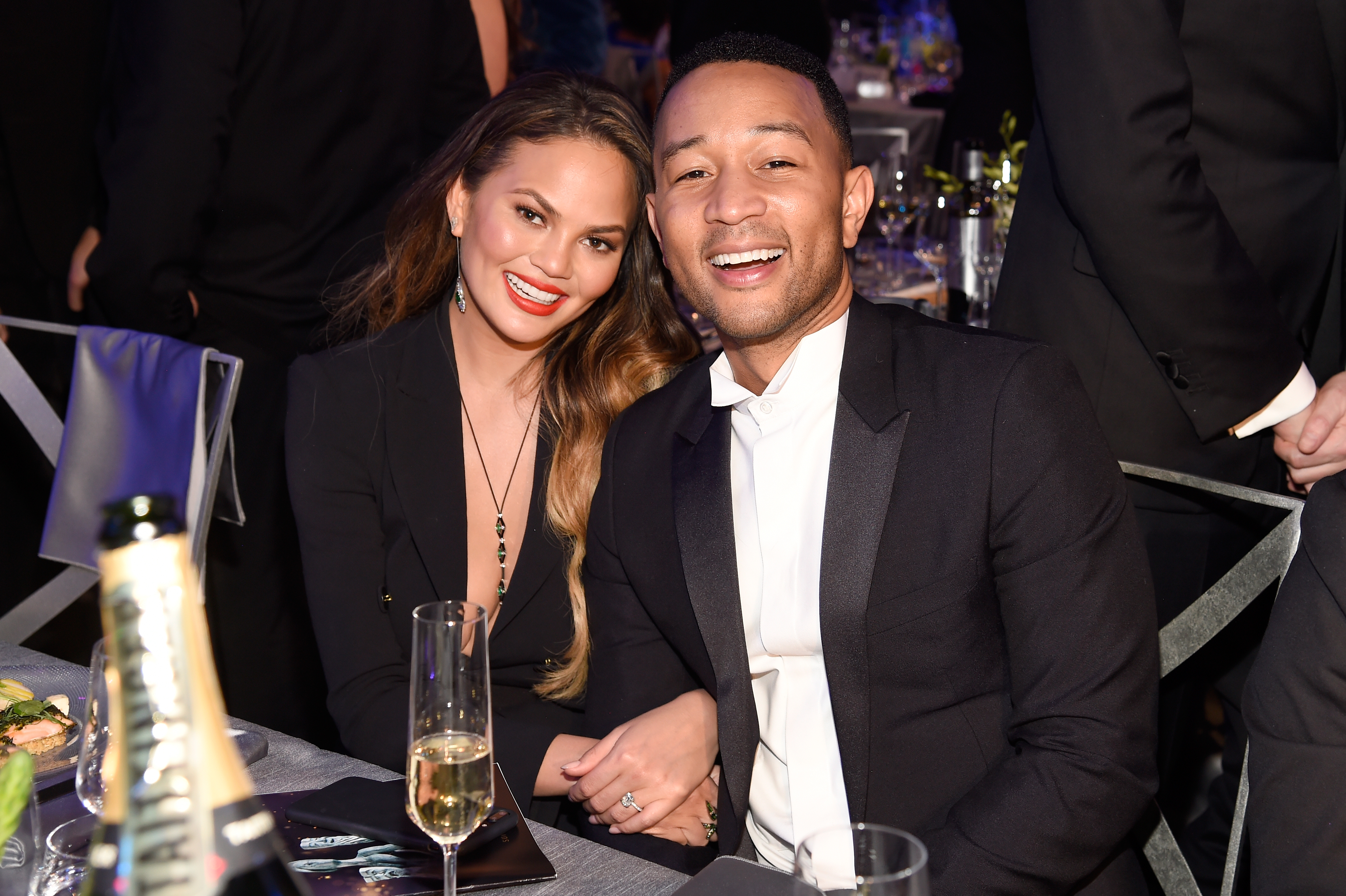 Chrissy Teigen (L) and artist John Legend during The 23rd Annual Screen Actors Guild Awards at The Shrine Auditorium on January 29, 2017 in Los Angeles, California. (Kevin Mazur—Getty Images for TNT)