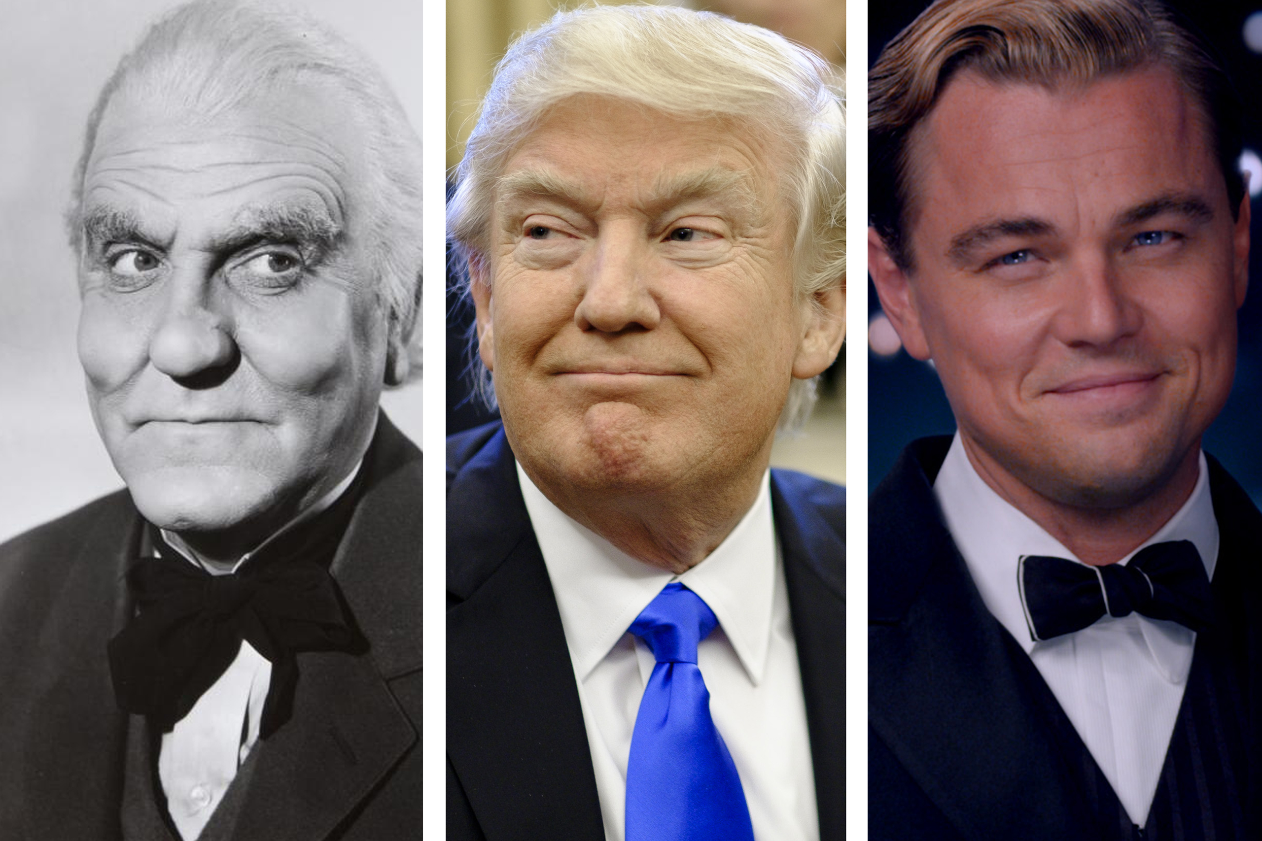 From left: Frank Morgan in <i>The Wizard of Oz</i>; President Donald Trump; Leonardo di Caprio in <i>The Great Gatsby</i>. (Metro-Goldwyn-Mayer; Pete Marovich—Bloomberg/Getty Images; Warner Brothers)