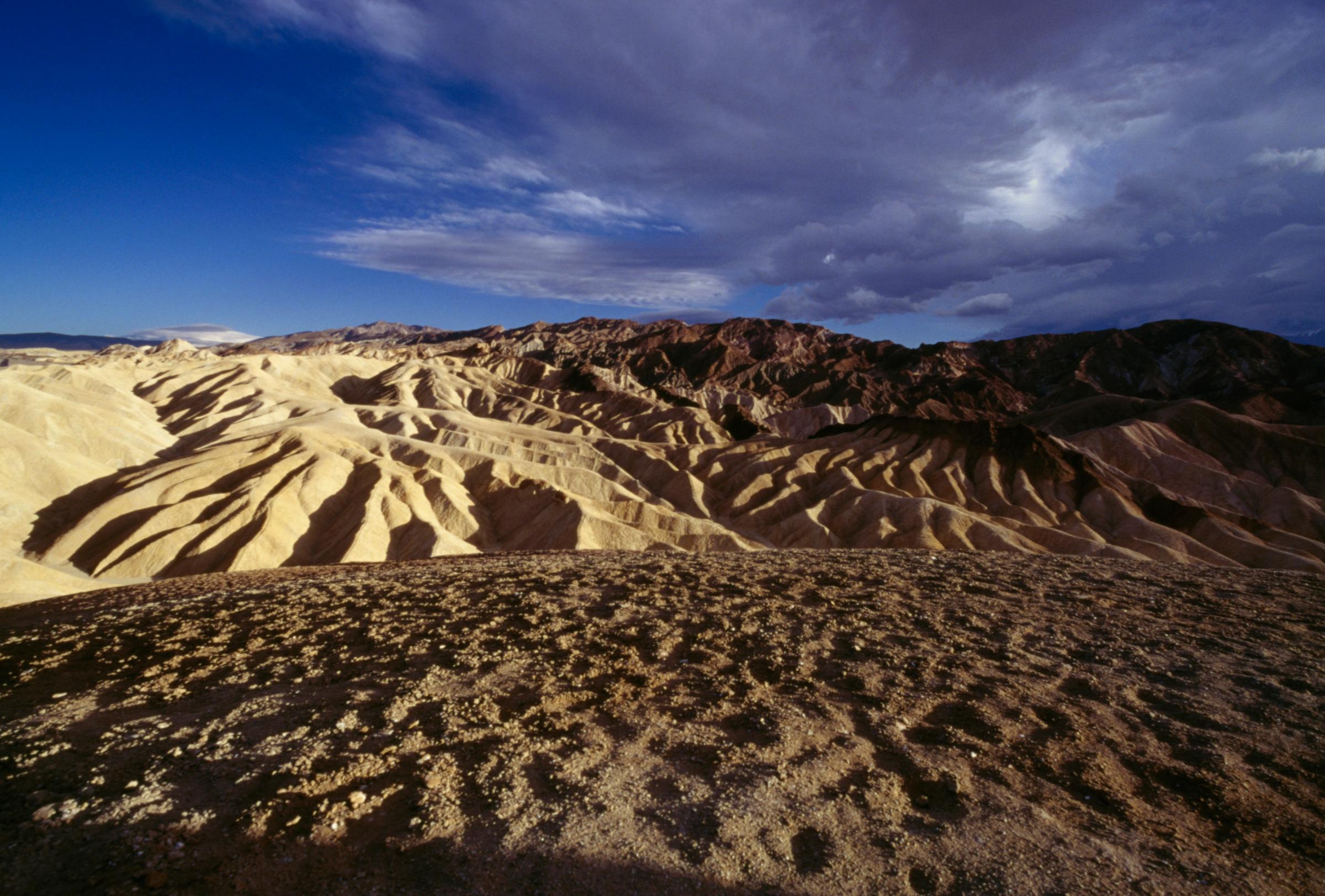 Badland formations, Zabriskie Point, Death Valley National Park, California, United States of America.