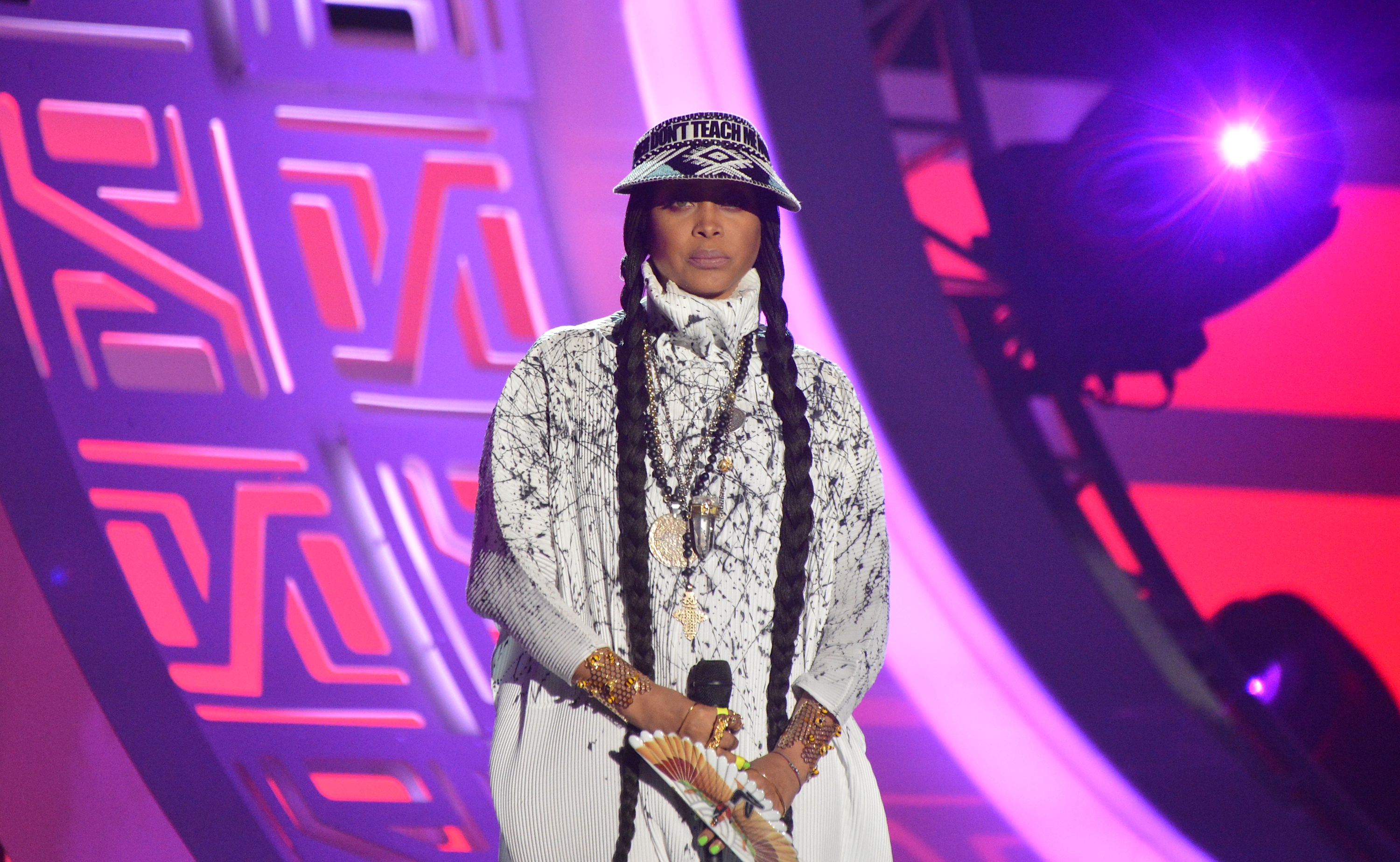 LAS VEGAS, NV - NOVEMBER 06:  Host Erykah Badu speaks onstage during the 2016 Soul Train Music Awards at the Orleans Arena on November 6, 2016 in Las Vegas, Nevada.  (Photo by Mindy Small/FilmMagic) (Mindy Small—FilmMagic)