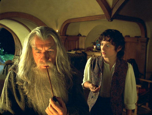 Ian McKellen as Gandalf and Elijah Wood as Frodo in The Lord of the Rings: The Fellowship of the Ring