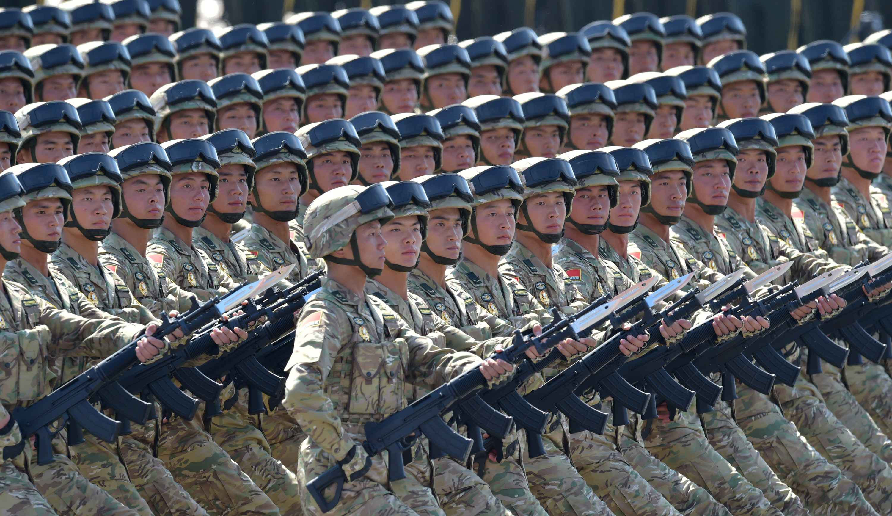 Soldiers attend a military parade in Beijing, China, on Sept. 3, 2015, to mark the 70th anniversary of the military victory against Japan (Luo Xiaoguang—Xinhua News Agency/Getty Images)