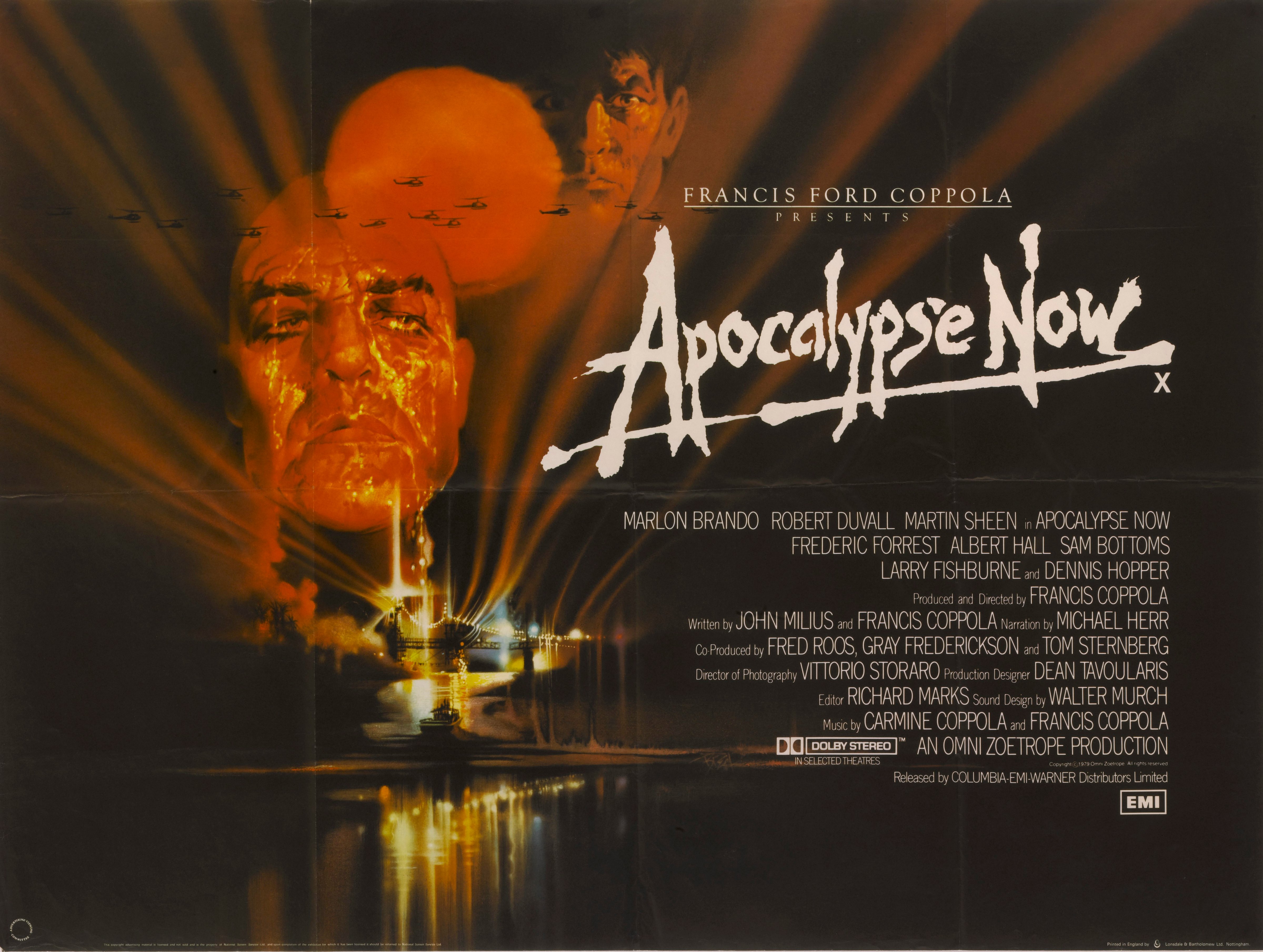 A movie poster signed by Francis Ford Coppola  for his 1979 Vietnam War drama 'Apocalypse Now' starring Marlon Brando and Martin Sheen. (Getty Images)