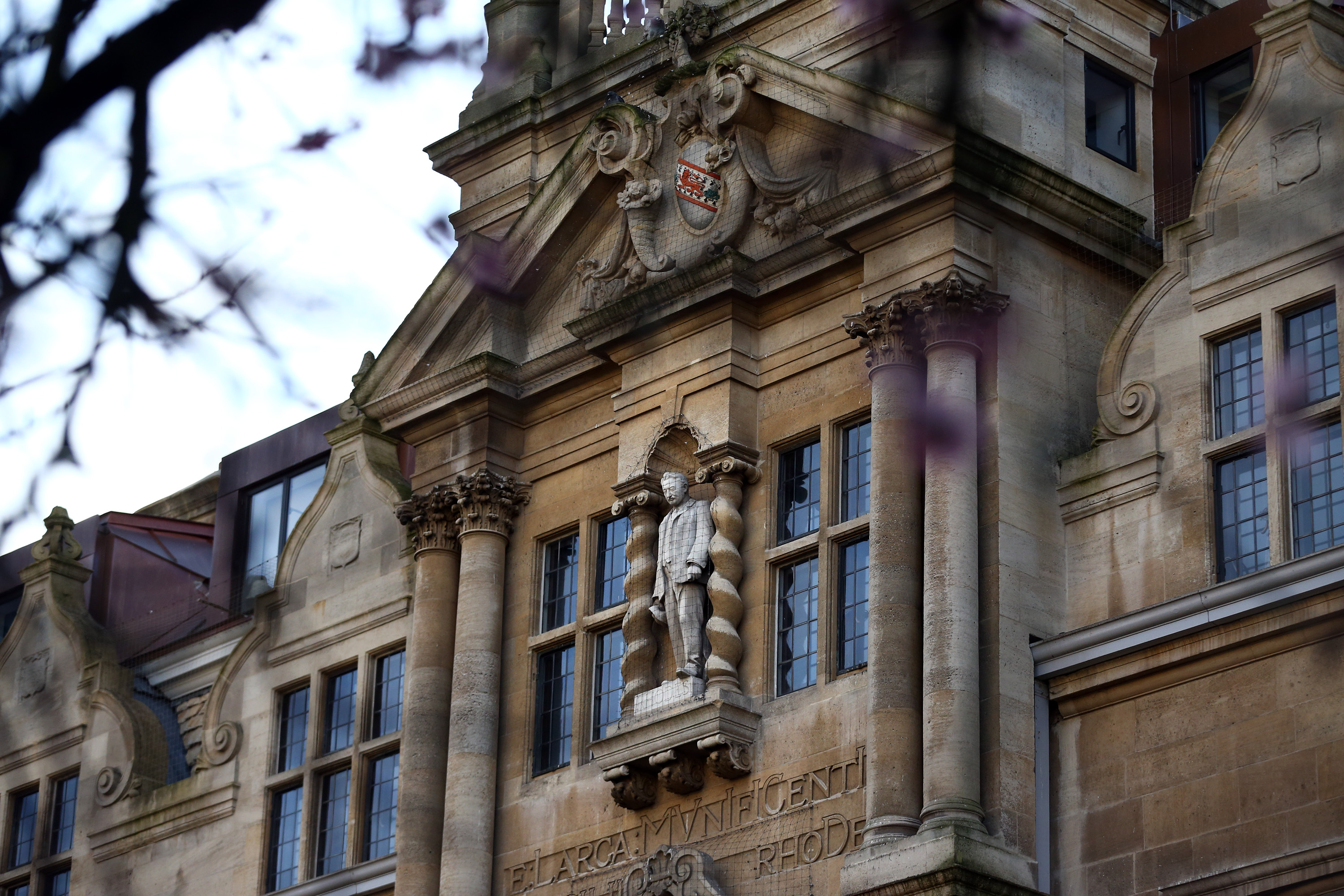 A statue of Cecil Rhodes is seen at Oriel College on February 2, 2016 in Oxford University, England. (Carl Court—Getty Images)