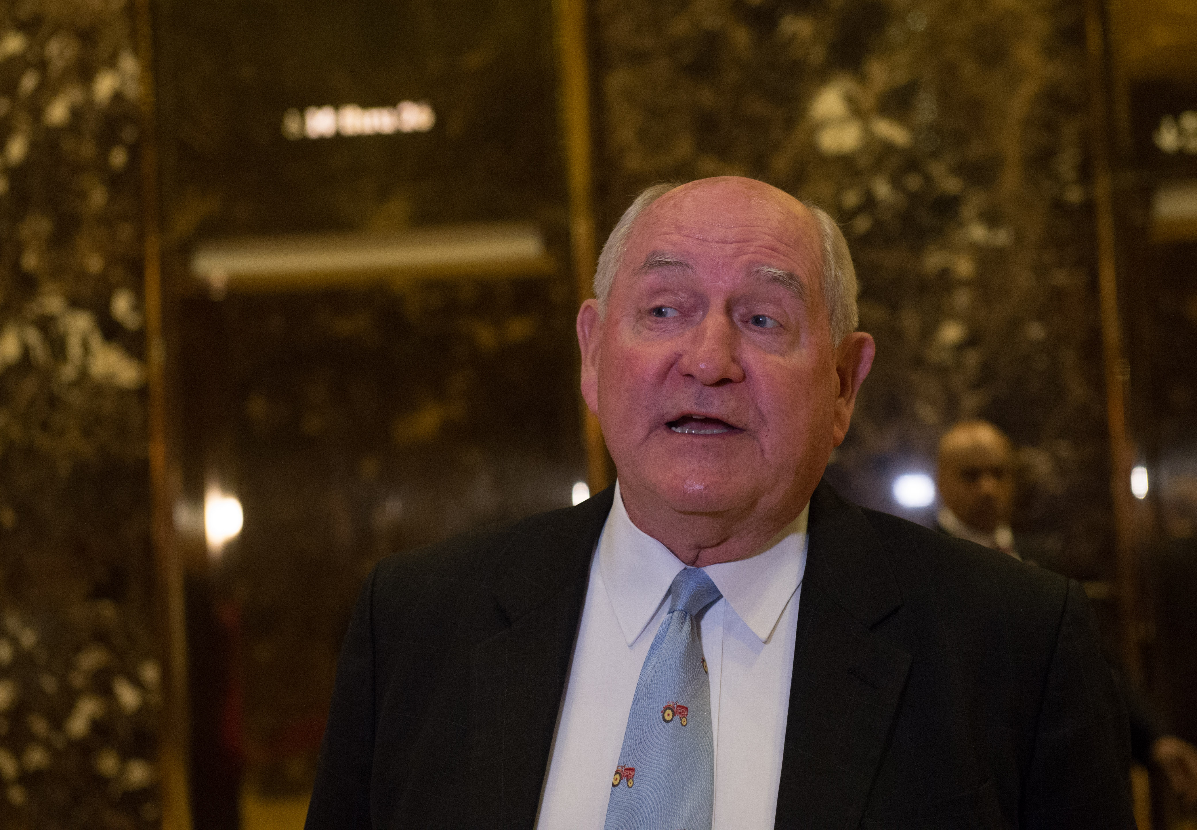 Former Georgia governor Sonny Perdue in the lobby of Trump Tower, in New York City on Nov. 30, 2016. (Bryan R. Smith—AFP/Getty Images)