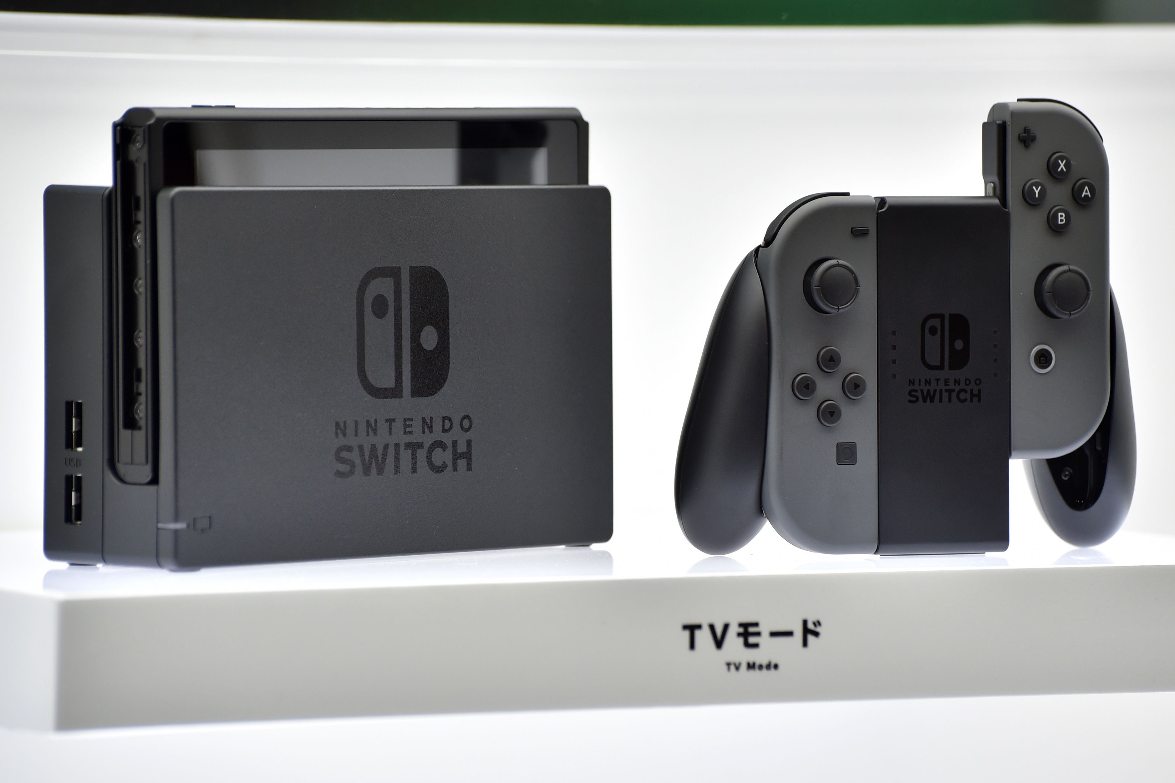 Nintendo's new video game console Switch is displayed at a presentation in Tokyo on January 13, 2017. 
                      Nintendo on January 13 unveiled its new Switch game console, which works both at home and on-the-go, as it looks to offset disappointing Wii U sales and go head to head with rival Sony's hugely popular PlayStation 4. / AFP / Kazuhiro NOGI        (Photo credit should read KAZUHIRO NOGI/AFP/Getty Images) (KAZUHIRO NOGI&mdash;AFP/Getty Images)
