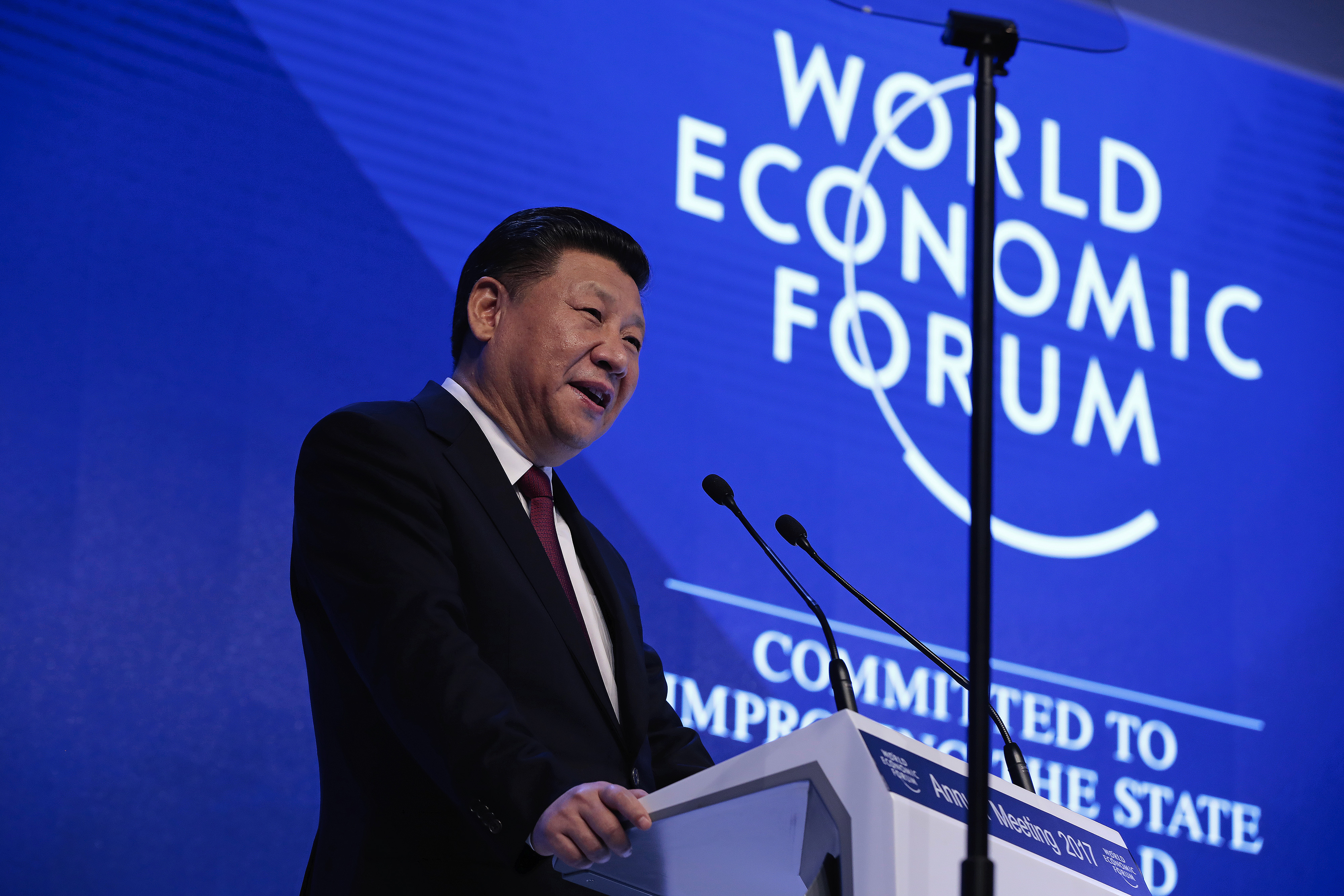 Xi Jinping, China's President, speaks during the opening plenary session of the World Economic Forum annual meeting in Davos, Switzerland, on Tuesday, Jan. 17, 2017 (Jason Alden/Bloomberg/Getty Images)