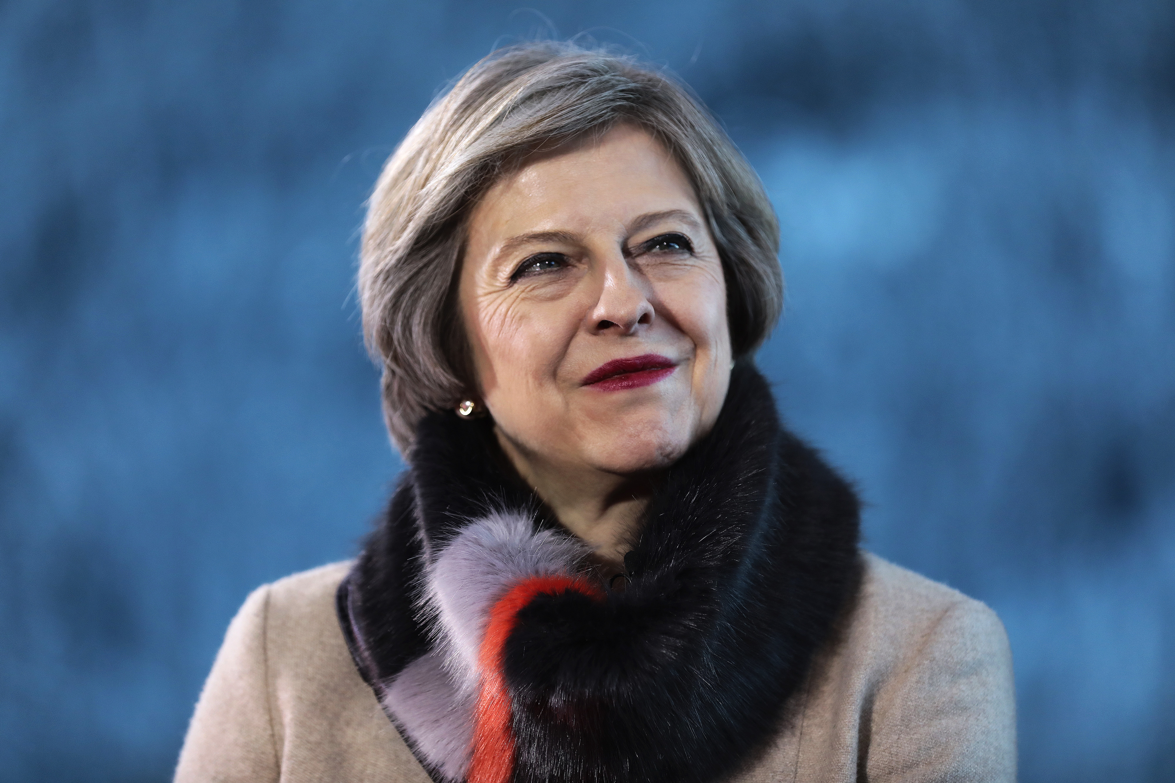 Theresa May, U.K. prime minister, reacts during a Bloomberg Television interview at the World Economic Forum (WEF) in Davos, Switzerland, on Thursday, Jan. 19, 2017. World leaders, influential executives, bankers and policy makers attend the 47th annual meeting of the World Economic Forum in Davos from Jan. 17 - 20. (Simon Dawson—Bloomberg/Getty Images)