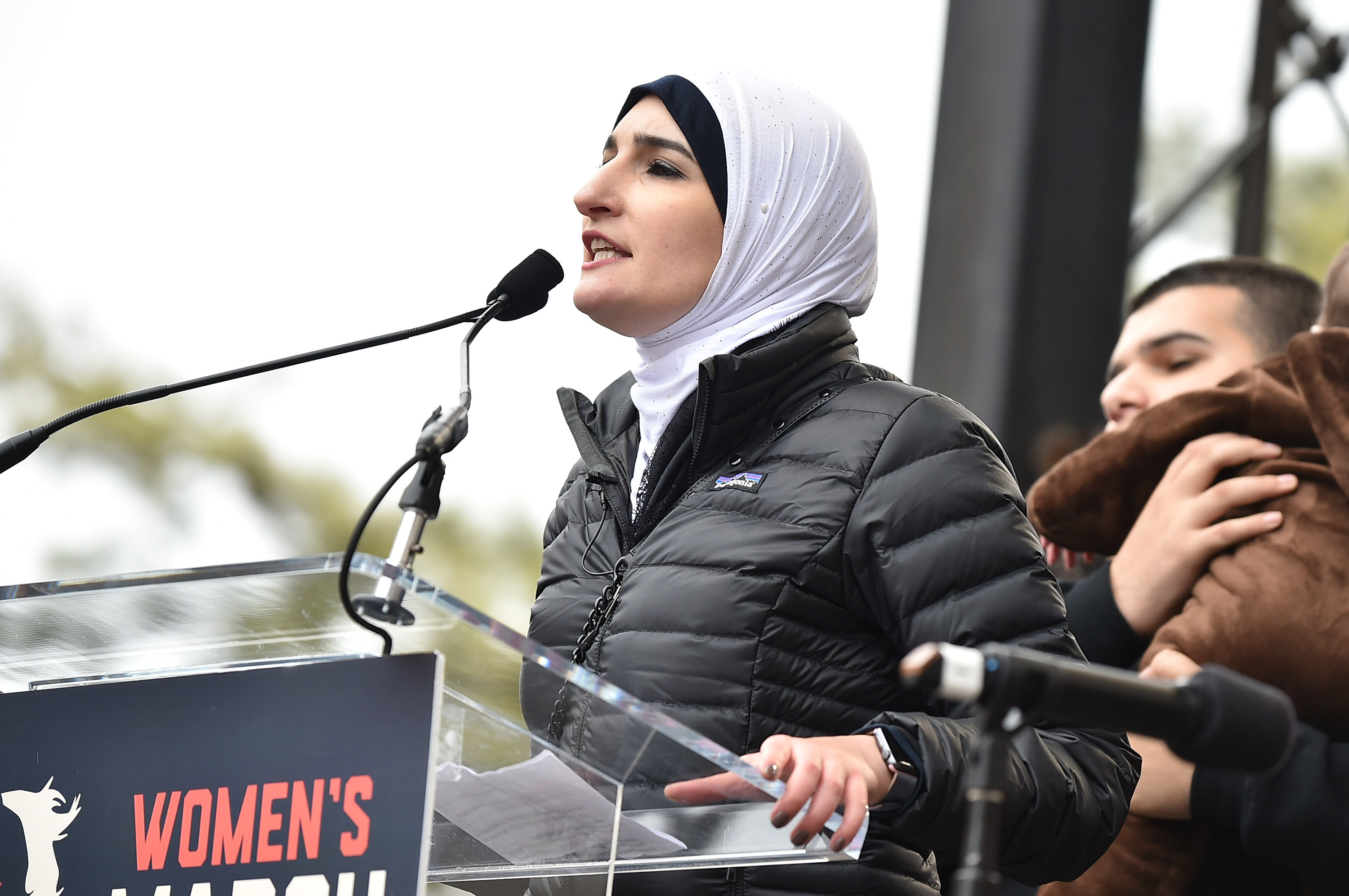 Linda Sarsour speaks onstage during the Women's March on Washington on January 21, 2017 in Washington, DC. (Theo Wargo—Getty Images)