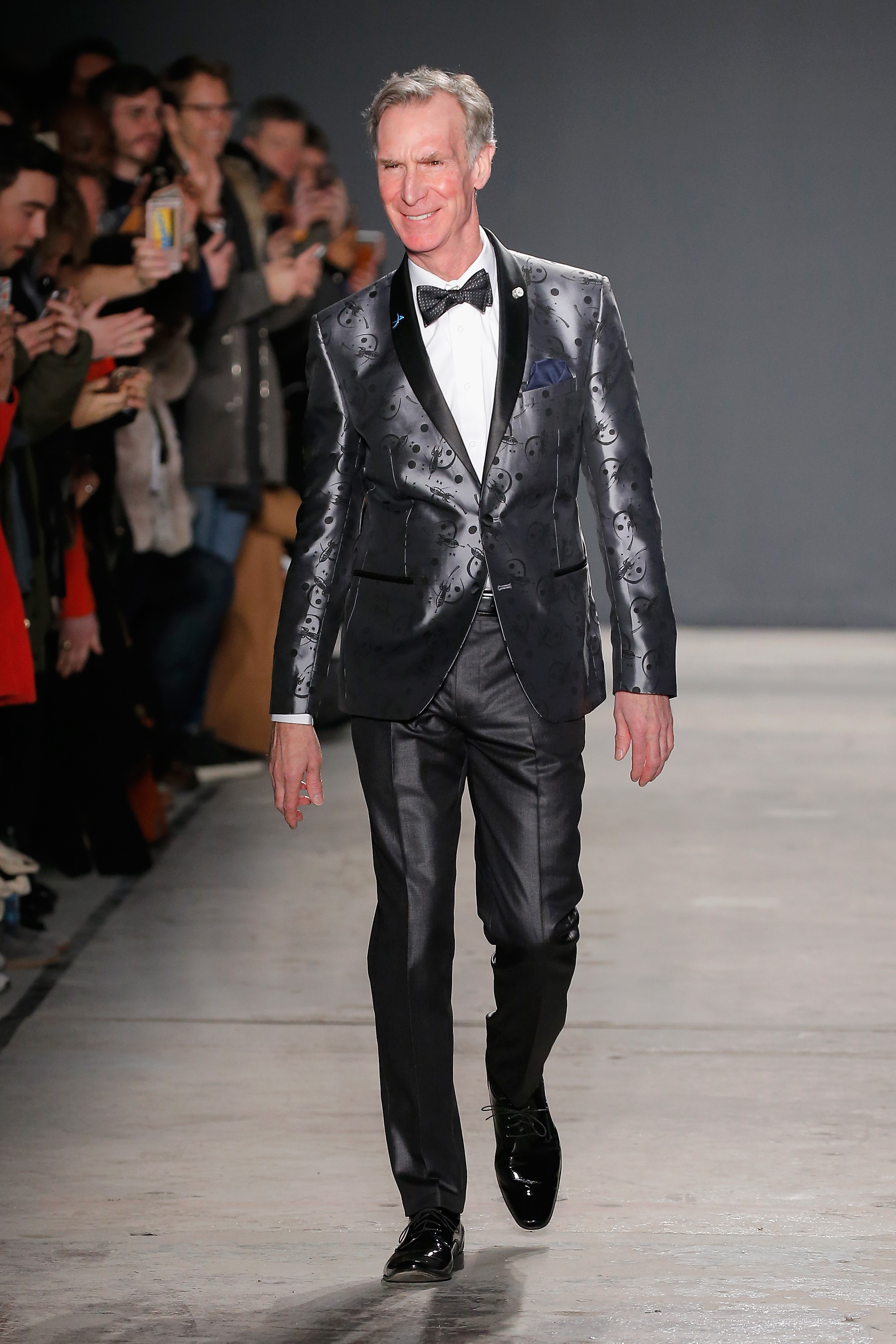 Bill Nye walks the runway at the Nick Graham NYFW Men's F/W '17 show on January 31, 2017 in New York City. (JP Yim&mdash;Getty Images for Nick Graham)