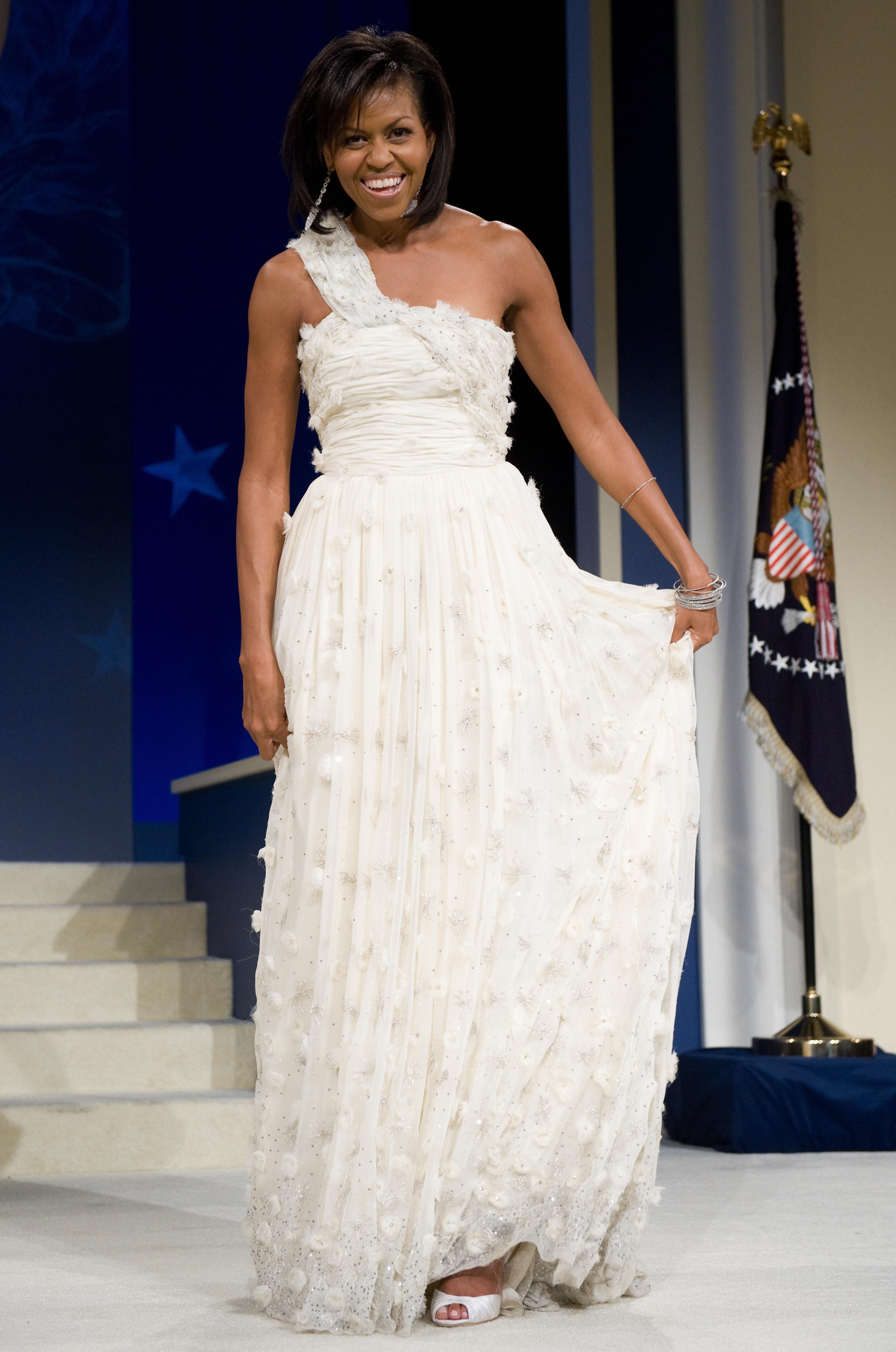 First Lady Michelle Obama poses during t