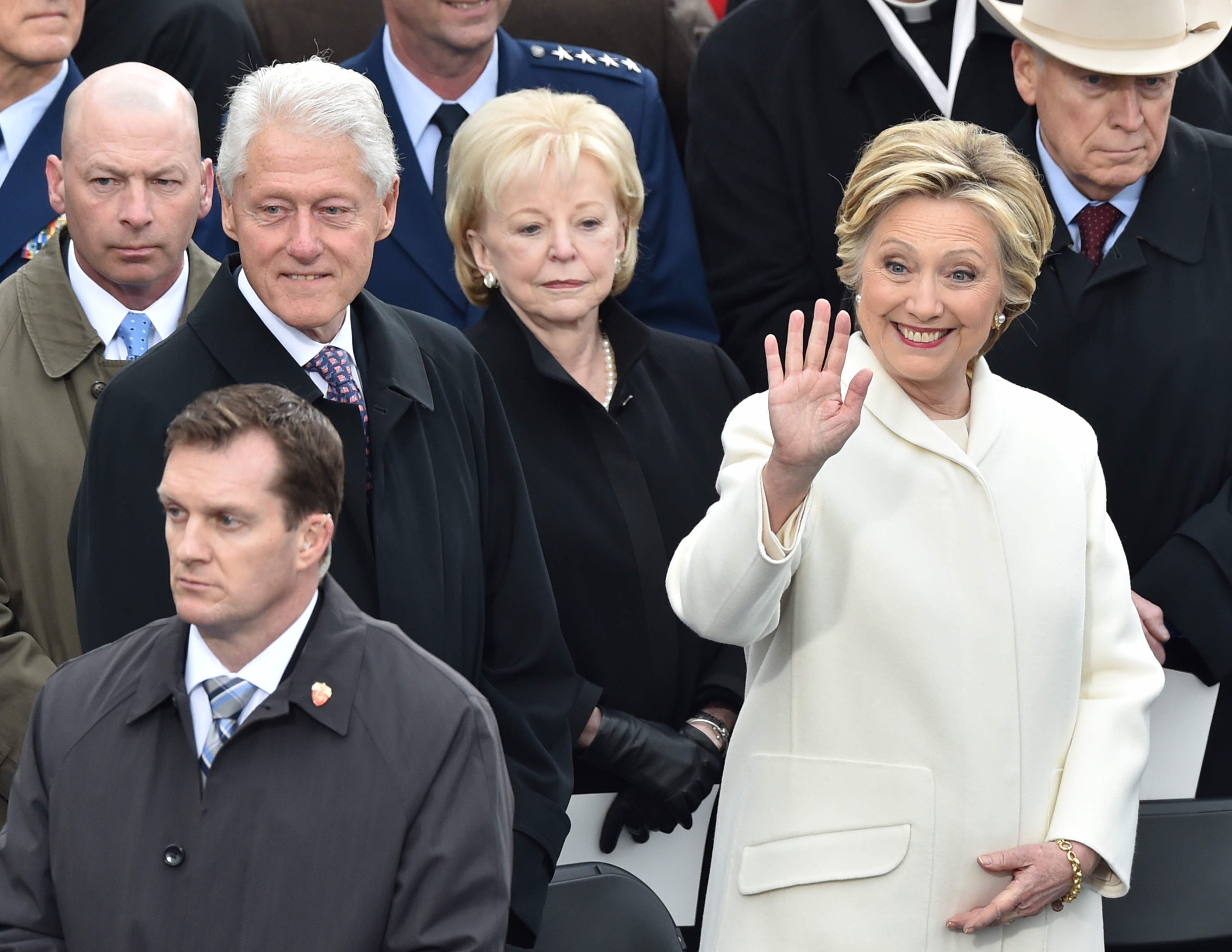 Former Us President Bill Clinton(L) and his wife Hillary Clinton(R) arrive on the platform of the US Capitol in Washington, DC, on January 20, 2017, before the swearing-in ceremony of US President-elect Donald Trump. / AFP / Paul J. Richards        (Photo credit should read PAUL J. RICHARDS/AFP/Getty Images) (PAUL J. RICHARDS—AFP/Getty Images)