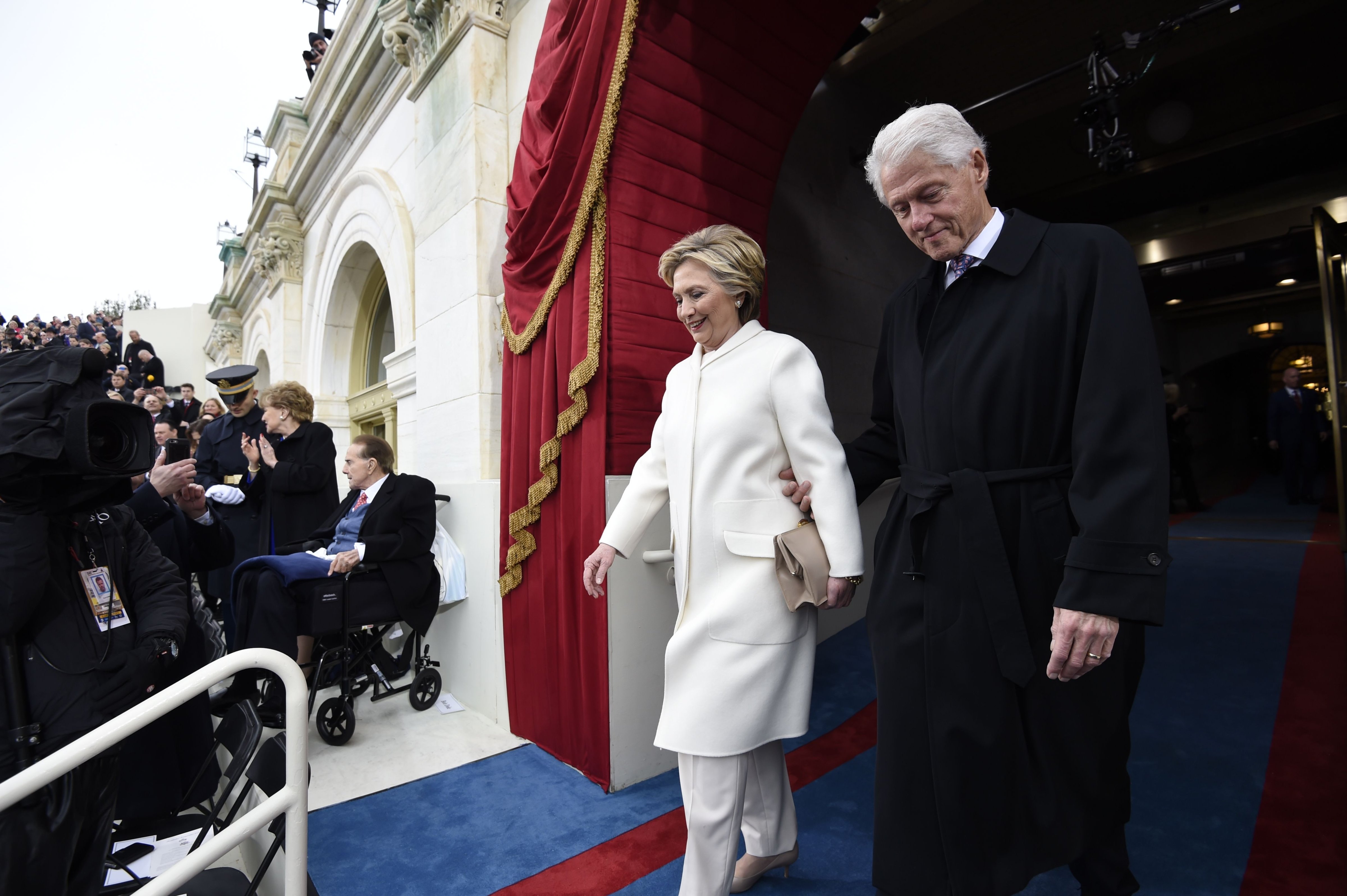 Former US President Bill Clinton and First Lady Hillary Clinton arrive for the Presidential Inauguration of Donald Trump at the US Capitol in Washington, DC, January 20, 2017. / AFP / POOL / SAUL LOEB (Photo credit should read SAUL LOEB/AFP/Getty Images) (SAUL LOEB—AFP/Getty Images)