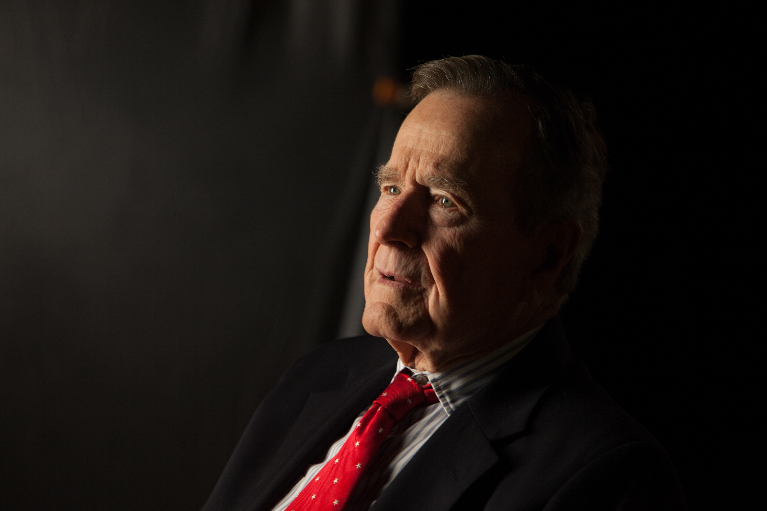 Former President George H.W. Bush is interviewed for 'The Presidents' Gatekeepers' project about the White House Chiefs of Staff at the Bush Library, October 24, 2011, in College Station, Texas. (David Hume Kennerly&mdash;Getty Images)