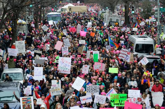 2017. Washington DC. USA.  The Women's March on Washington, the day after the inauguration of Donald Trump as President of the United States.