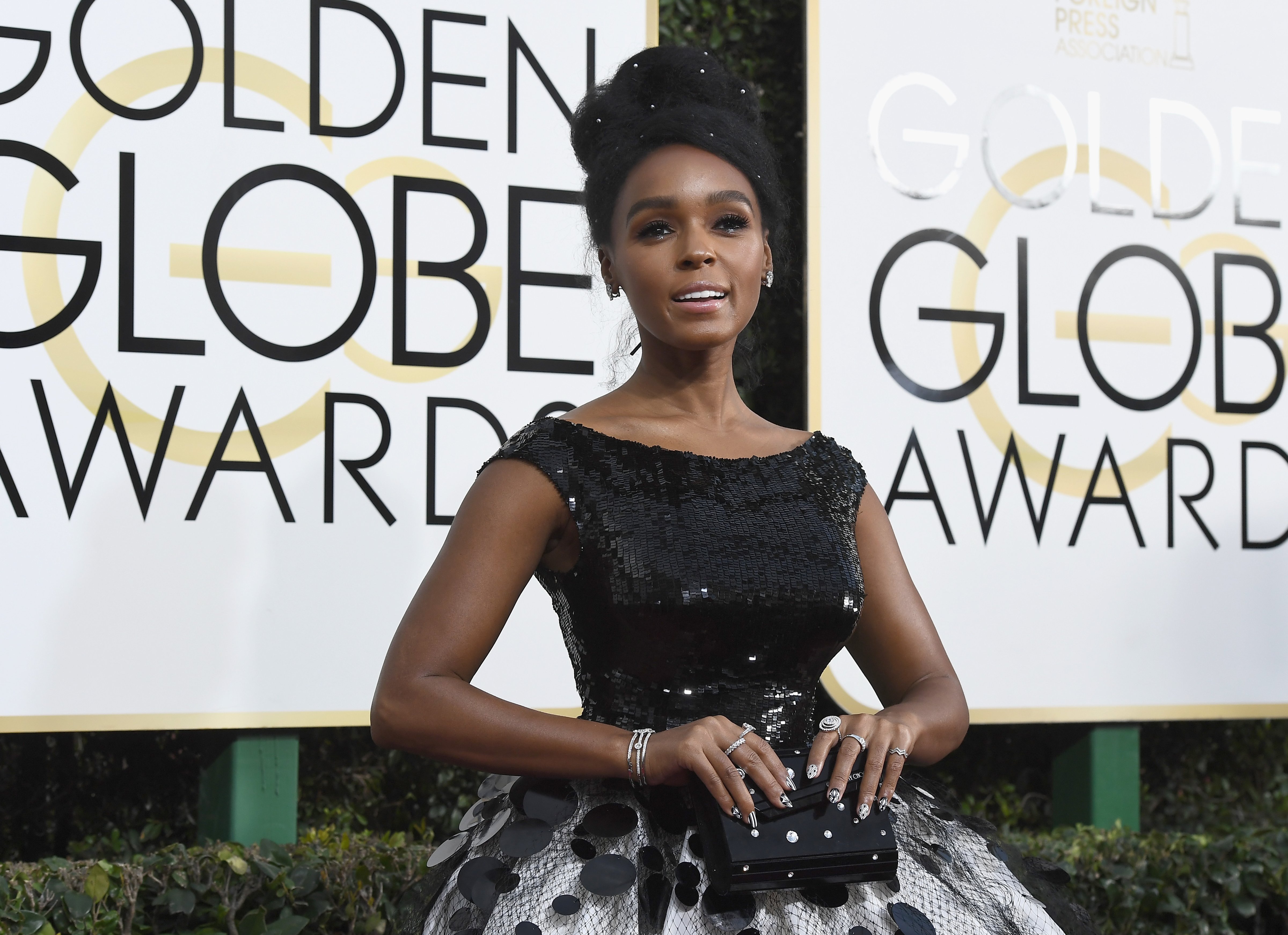 BEVERLY HILLS, CA - JANUARY 08:  74th ANNUAL GOLDEN GLOBE AWARDS -- Pictured: Singer Janelle Monae arrives to the 74th Annual Golden Globe Awards held at the Beverly Hilton Hotel on January 8, 2017.  (Photo by Kevork Djansezian/NBC/NBCU Photo Bank via Getty Images) (Kevork Djansezian/NBC—NBCU Photo Bank via Getty Images via Getty Images)